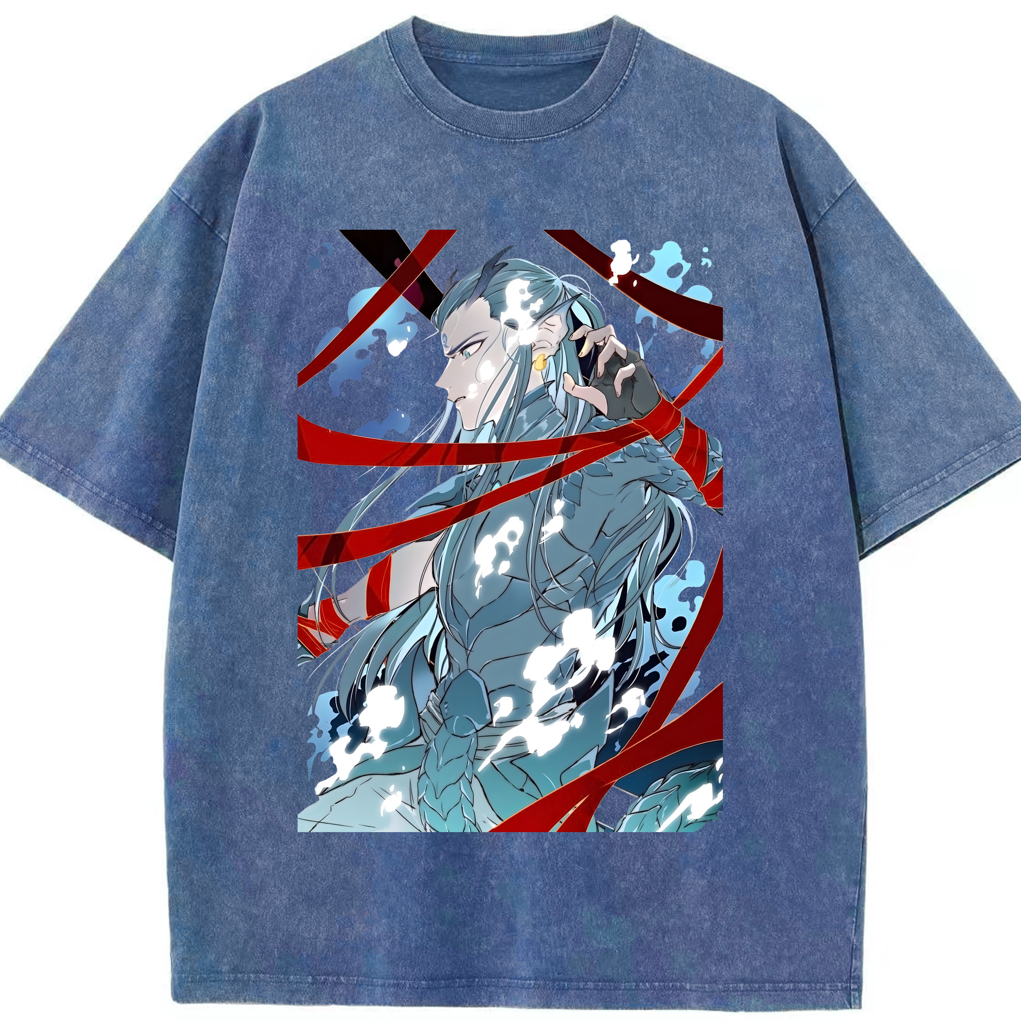 （画像用） Ne Zha 2 ナタ 魔童の大暴れ 綿100% ヴィンテージ風 半袖Tシャツ（フロントプリント）