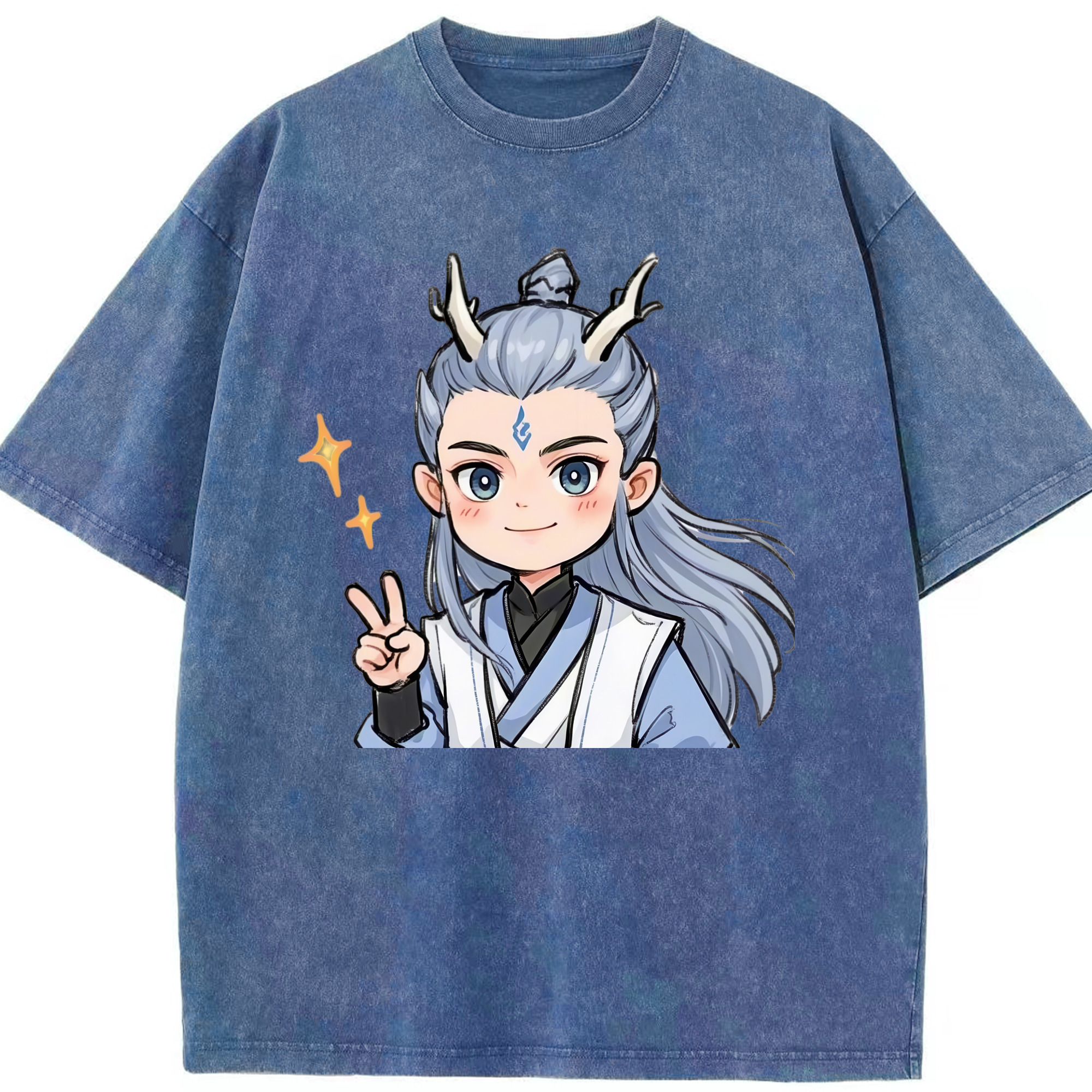 （画像用） Ne Zha 2 ナタ 魔童の大暴れ 綿100% ヴィンテージ風 半袖Tシャツ（フロントプリント）