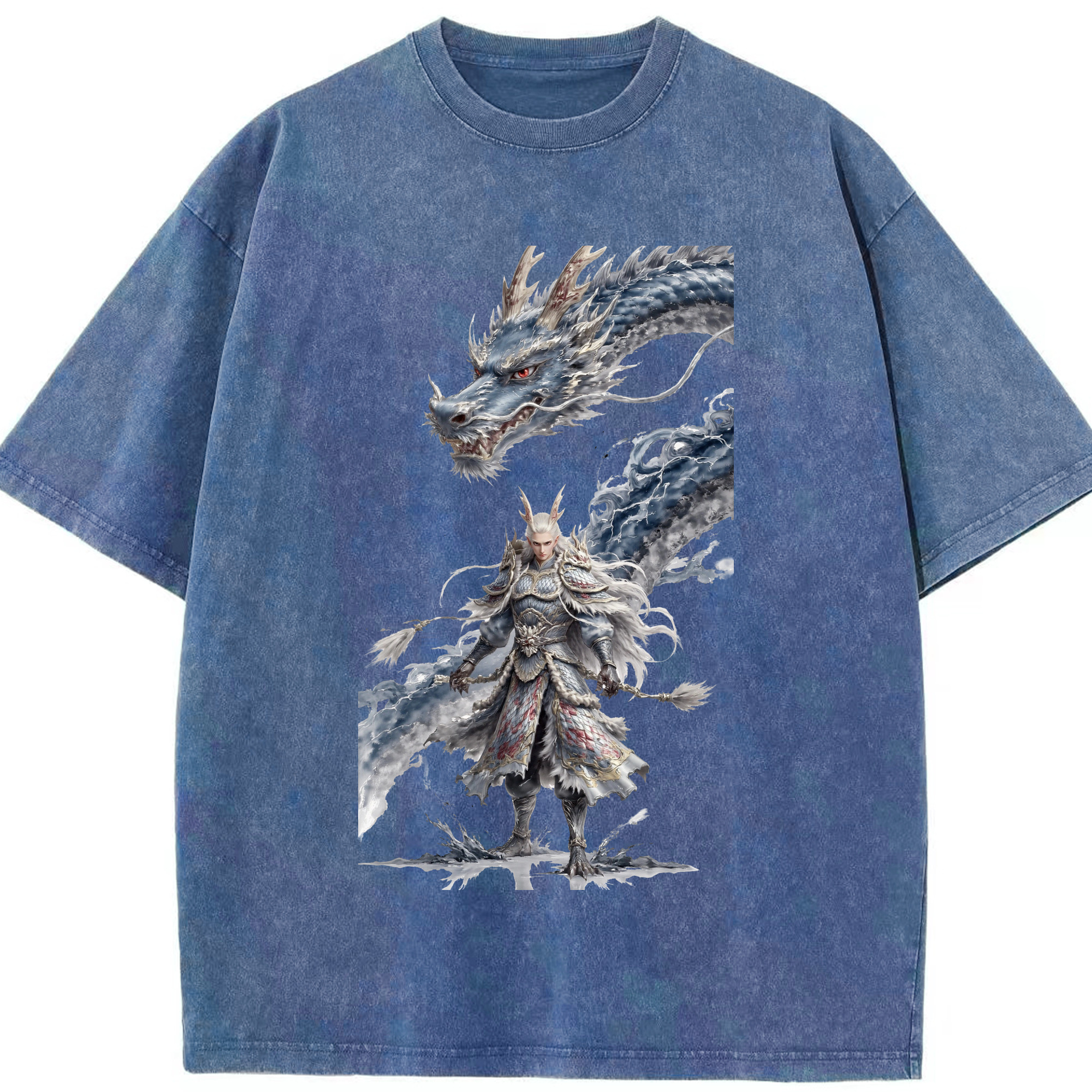 （画像用） Ne Zha 2 ナタ 魔童の大暴れ 綿100% ヴィンテージ風 半袖Tシャツ（フロントプリント）