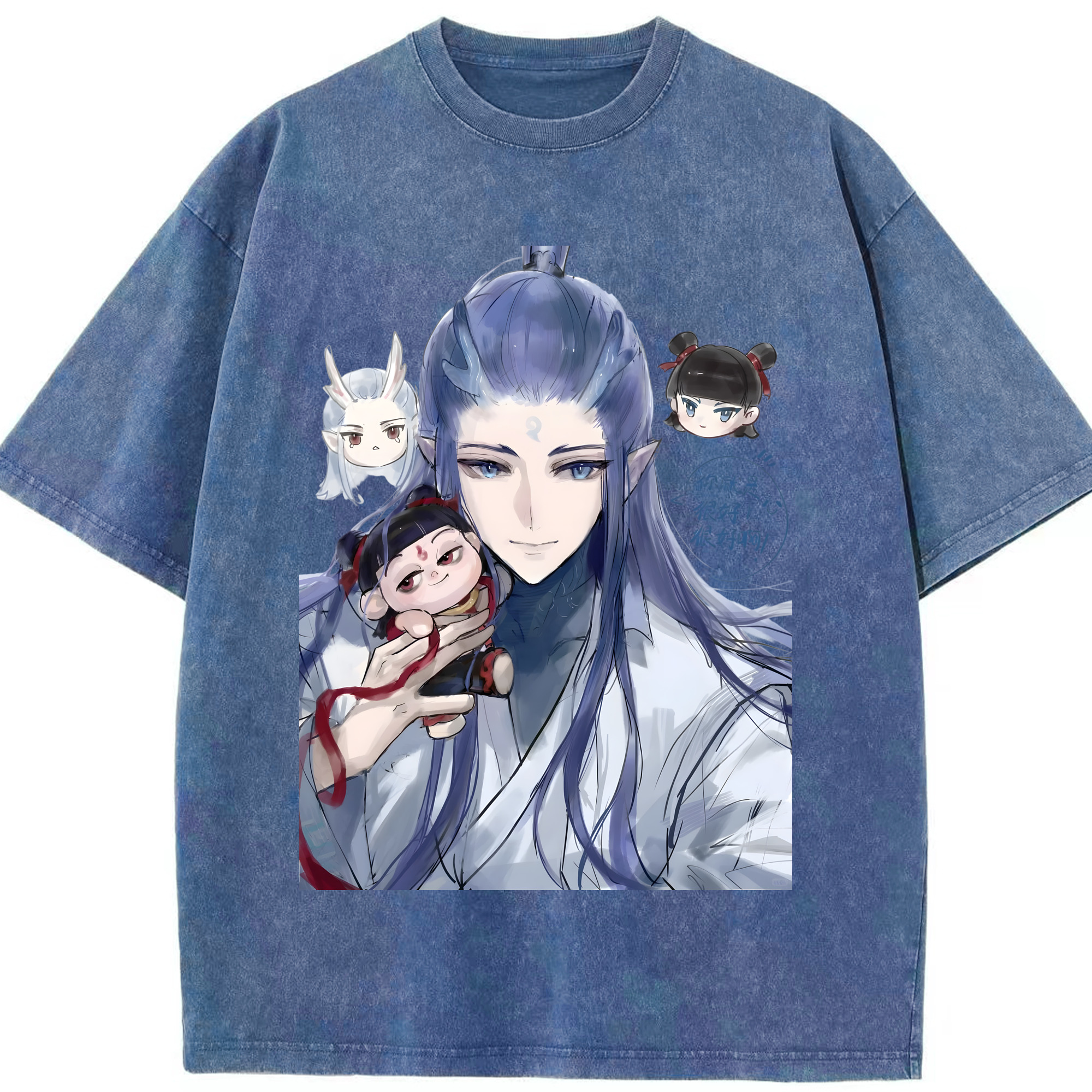 （画像用） Ne Zha 2 ナタ 魔童の大暴れ 綿100% ヴィンテージ風 半袖Tシャツ（フロントプリント）