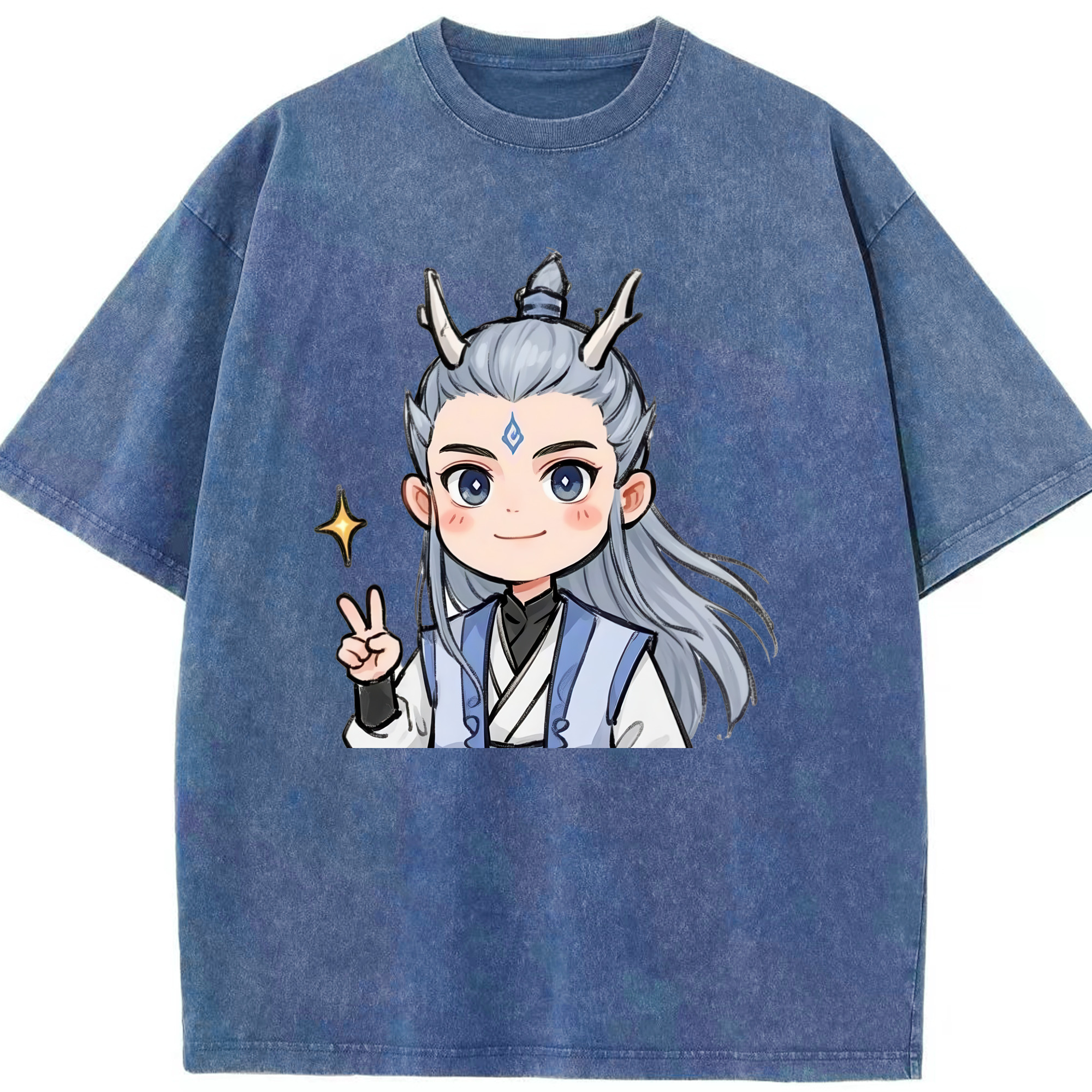 （画像用） Ne Zha 2 ナタ 魔童の大暴れ 綿100% ヴィンテージ風 半袖Tシャツ（フロントプリント）