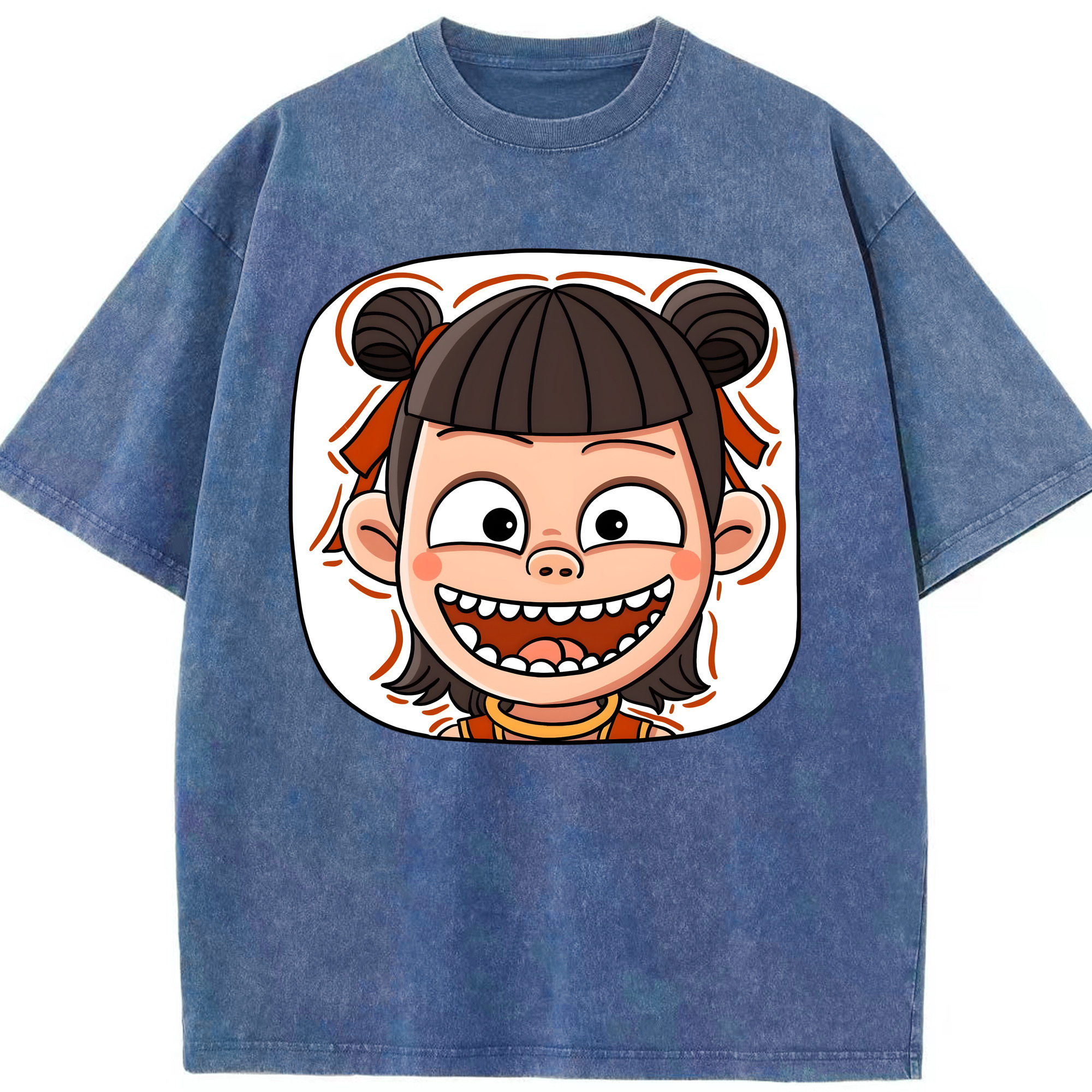 （画像用） Ne Zha 2 ナタ 魔童の大暴れ 綿100% ヴィンテージ風 半袖Tシャツ（フロントプリント）