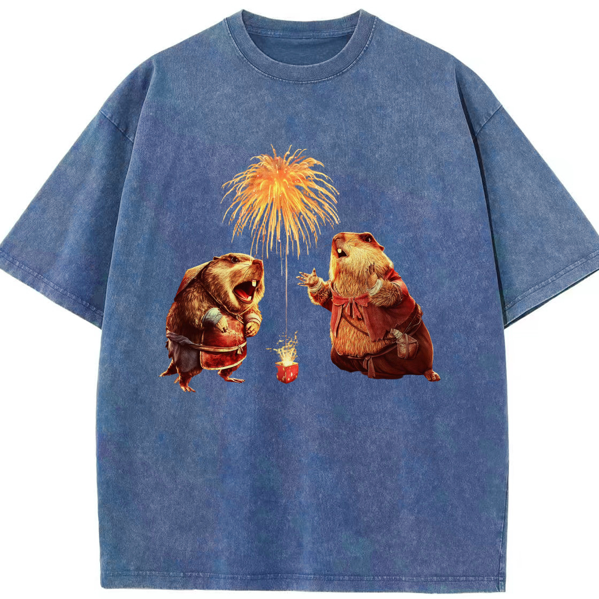 （画像用） Ne Zha 2 ナタ 魔童の大暴れ 綿100% ヴィンテージ風 半袖Tシャツ（フロントプリント）