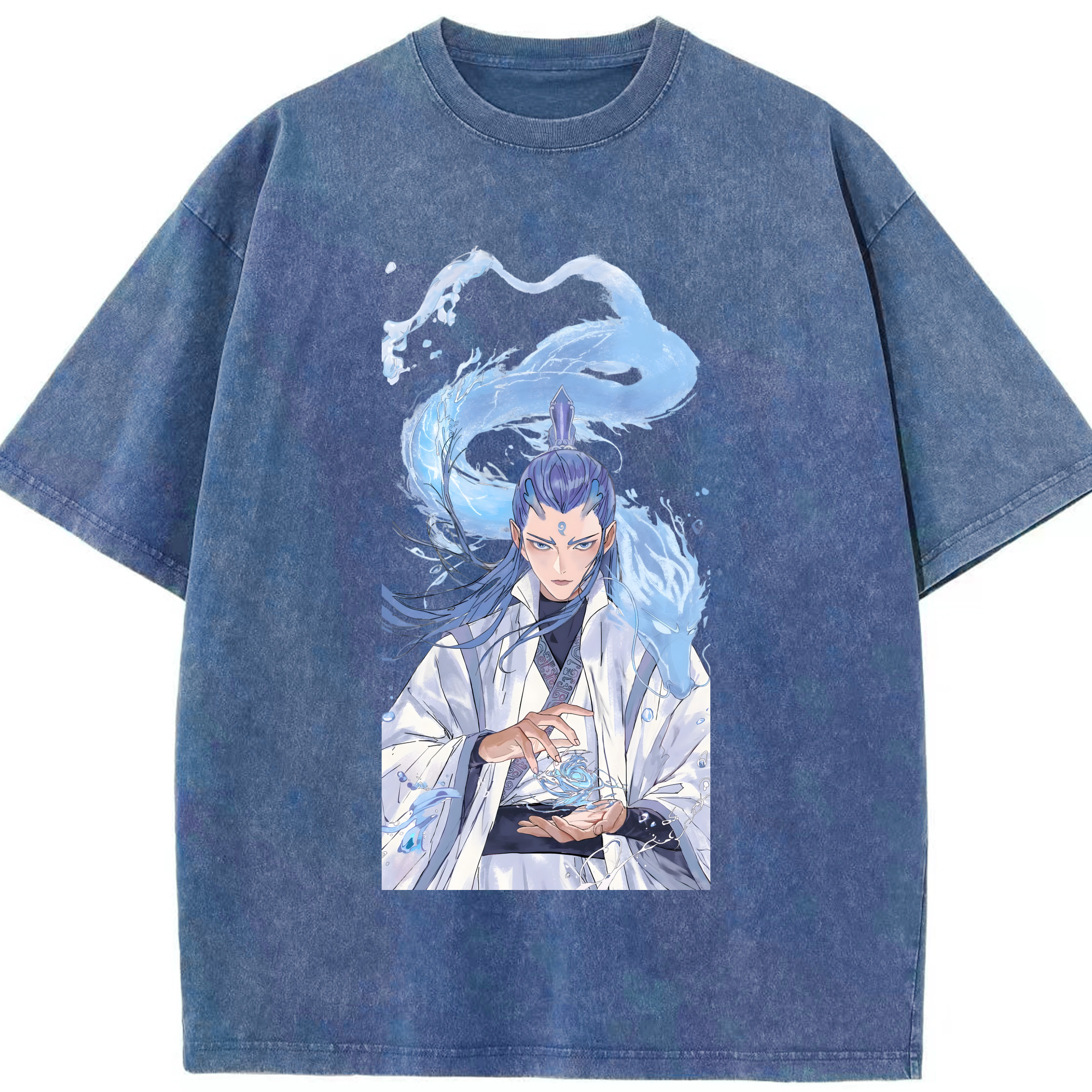 （画像用） Ne Zha 2 ナタ 魔童の大暴れ 綿100% ヴィンテージ風 半袖Tシャツ（フロントプリント）