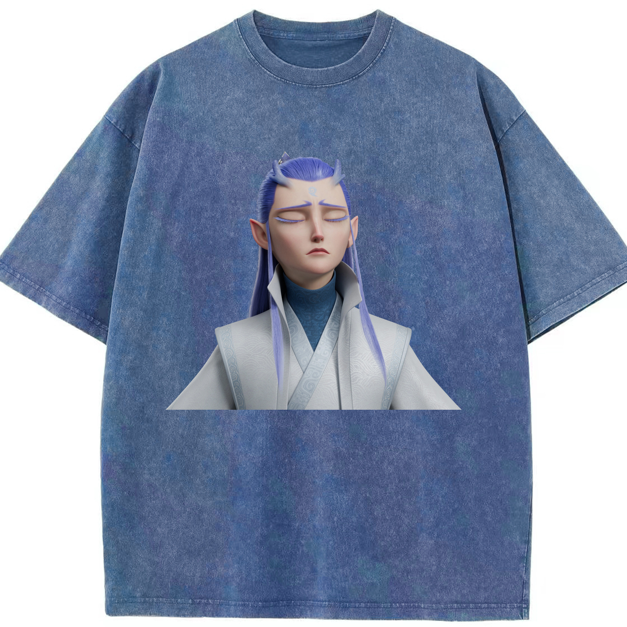 （画像用） Ne Zha 2 ナタ 魔童の大暴れ 綿100% ヴィンテージ風 半袖Tシャツ（フロントプリント）