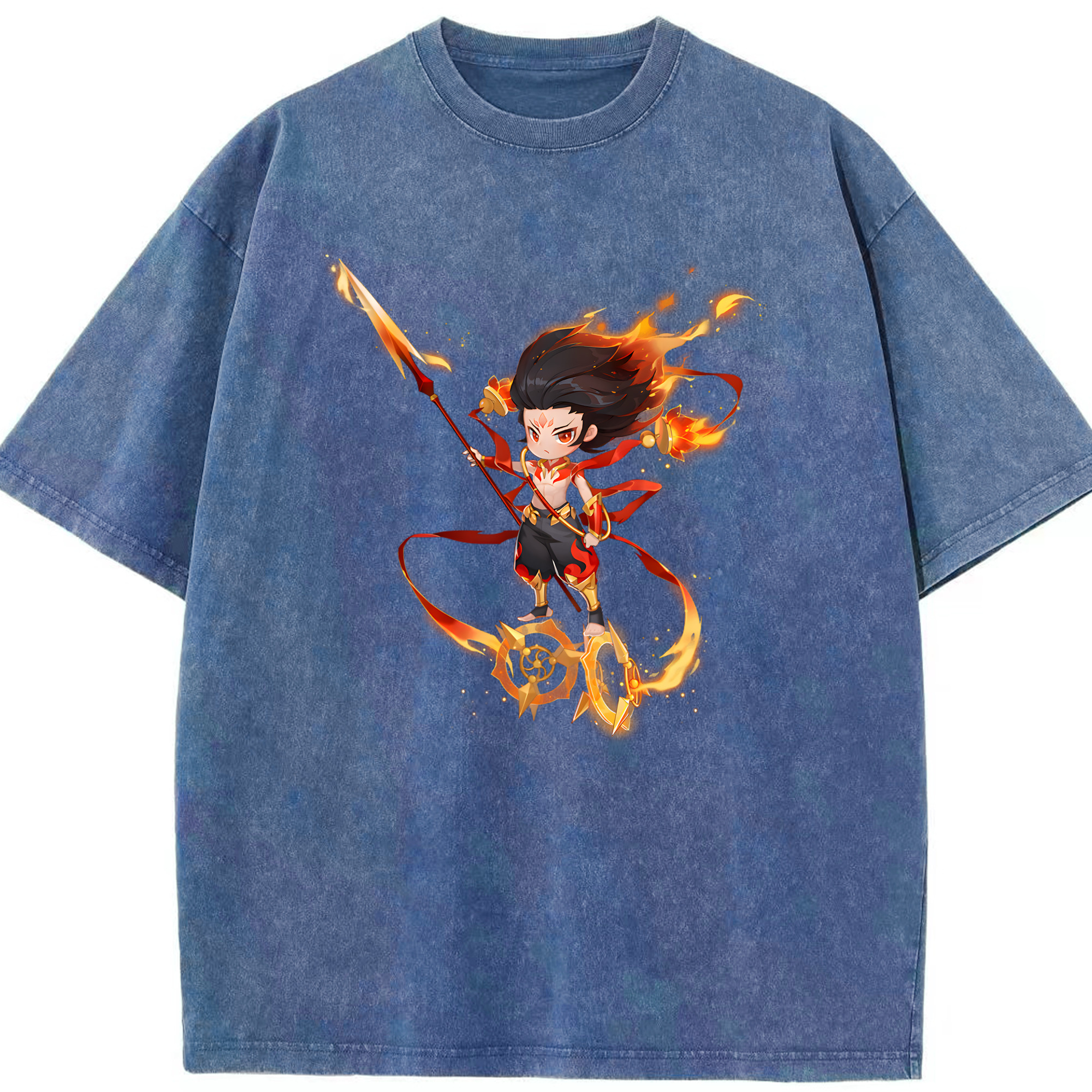 （画像用） Ne Zha 2 ナタ 魔童の大暴れ 綿100% ヴィンテージ風 半袖Tシャツ（フロントプリント）