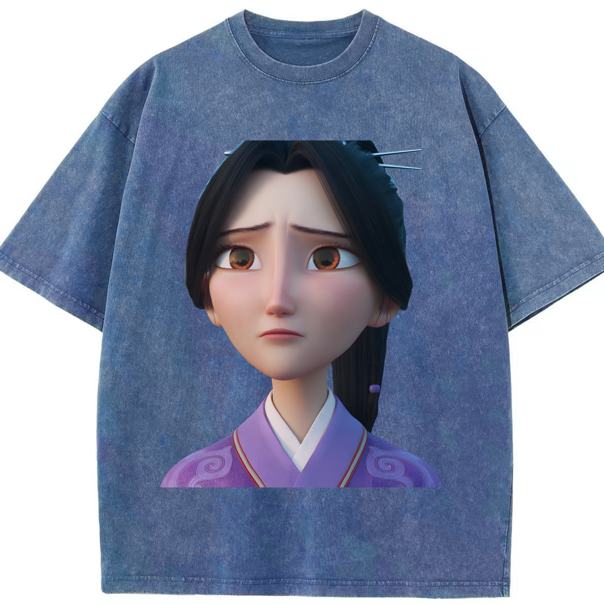 （画像用） Ne Zha 2 ナタ 魔童の大暴れ 綿100% ヴィンテージ風 半袖Tシャツ（フロントプリント）