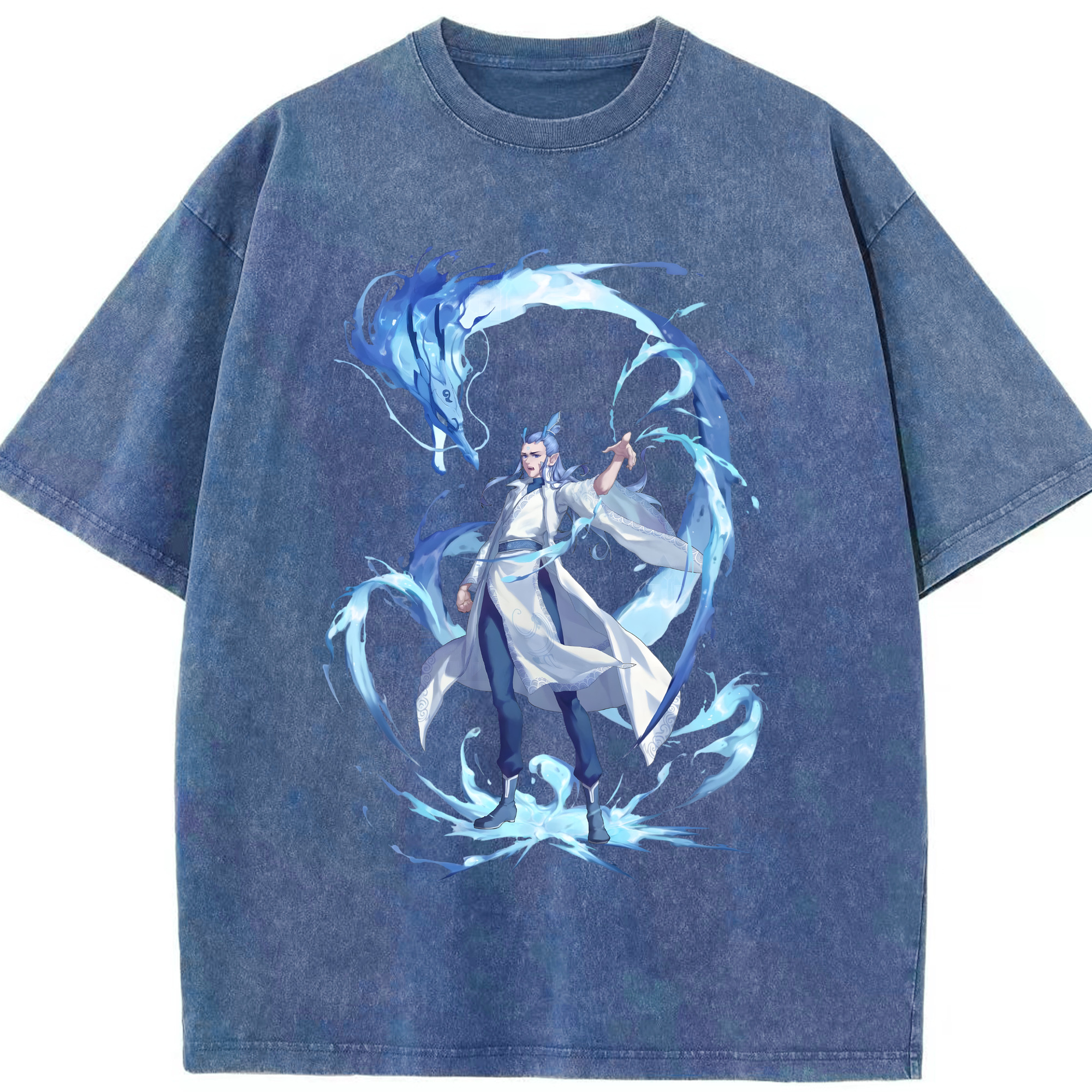 （画像用） Ne Zha 2 ナタ 魔童の大暴れ 綿100% ヴィンテージ風 半袖Tシャツ（フロントプリント）