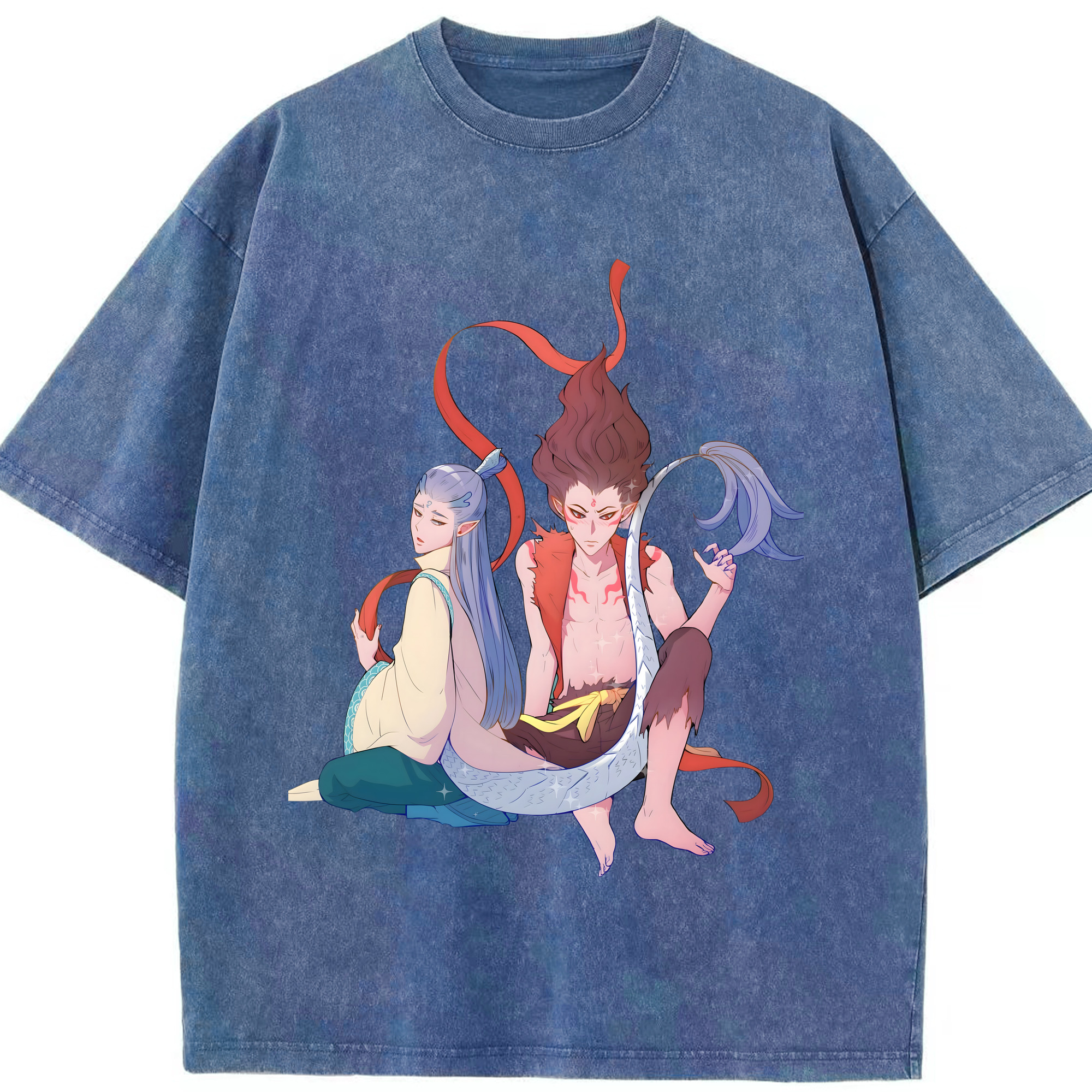 （画像用） Ne Zha 2 ナタ 魔童の大暴れ 綿100% ヴィンテージ風 半袖Tシャツ（フロントプリント）