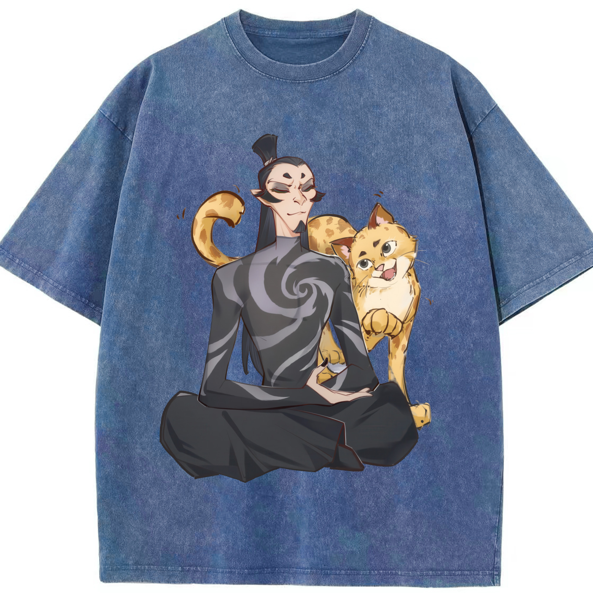 （画像用） Ne Zha 2 ナタ 魔童の大暴れ 綿100% ヴィンテージ風 半袖Tシャツ（フロントプリント）