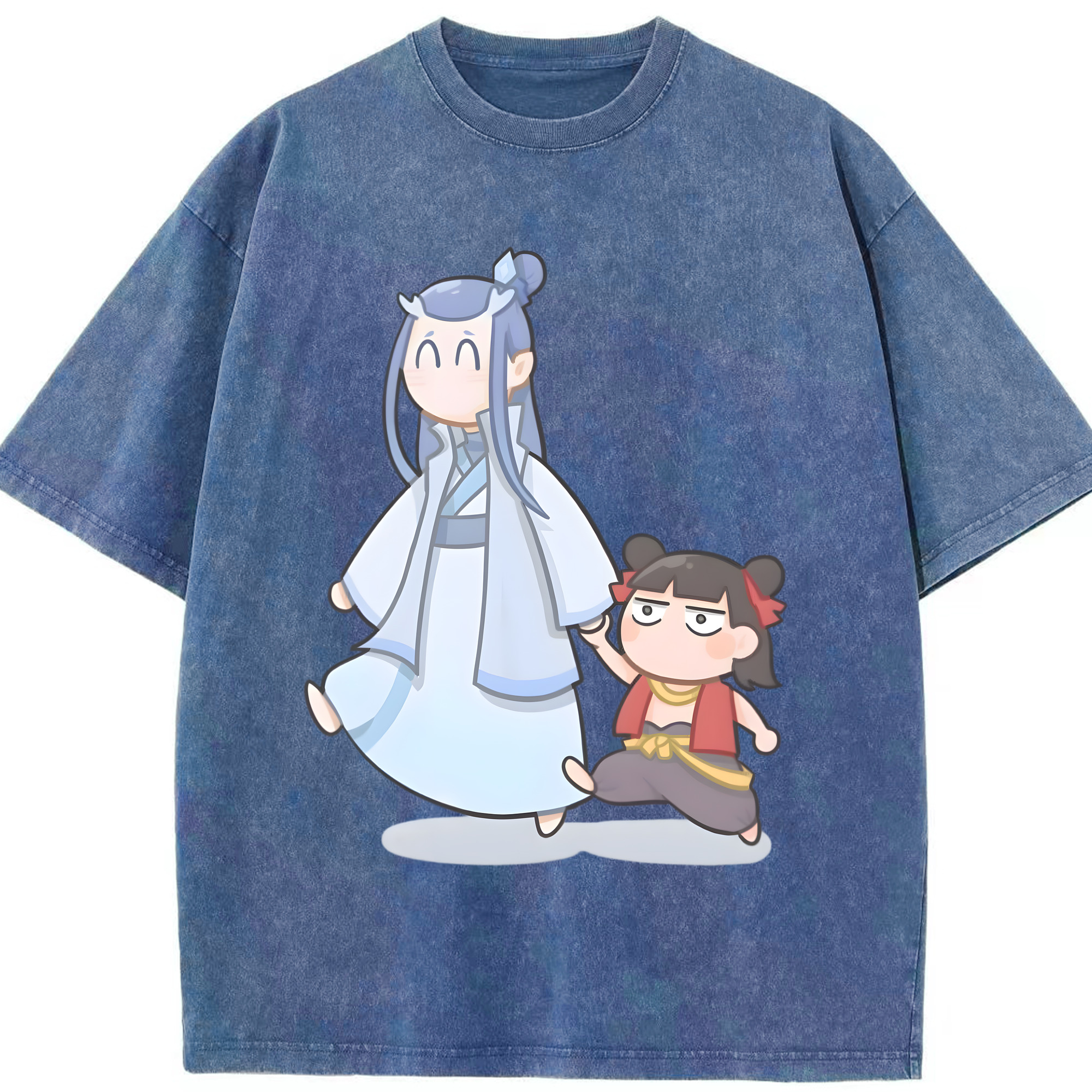 （画像用） Ne Zha 2 ナタ 魔童の大暴れ 綿100% ヴィンテージ風 半袖Tシャツ（フロントプリント）