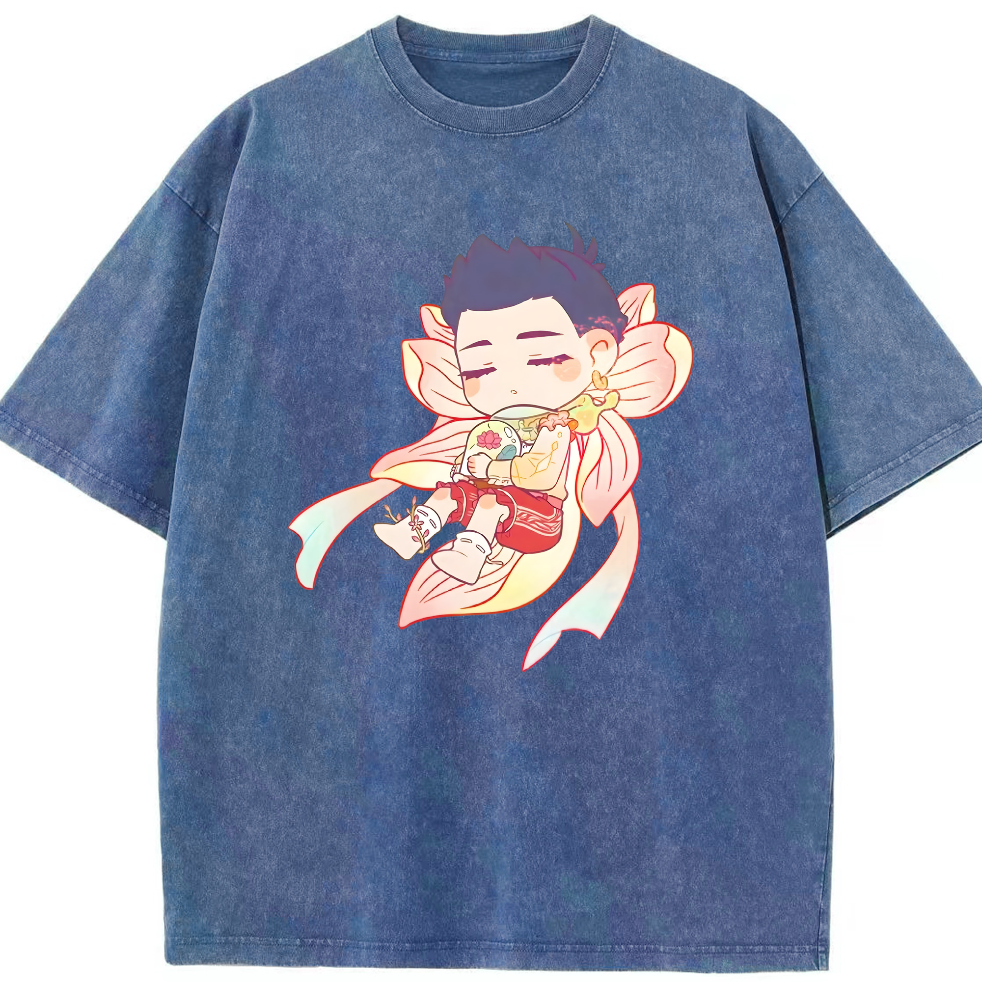 （画像用） Ne Zha 2 ナタ 魔童の大暴れ 綿100% ヴィンテージ風 半袖Tシャツ（フロントプリント）