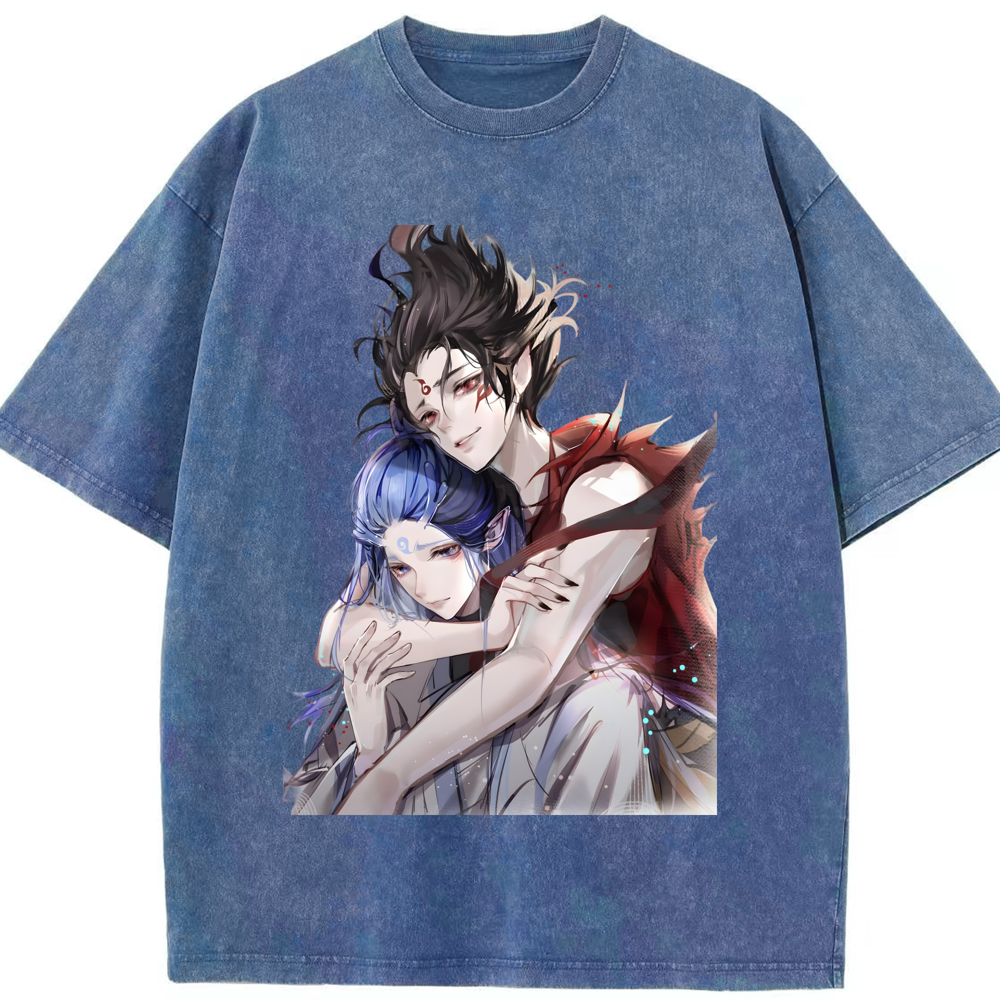 （画像用） Ne Zha 2 ナタ 魔童の大暴れ 綿100% ヴィンテージ風 半袖Tシャツ（フロントプリント）