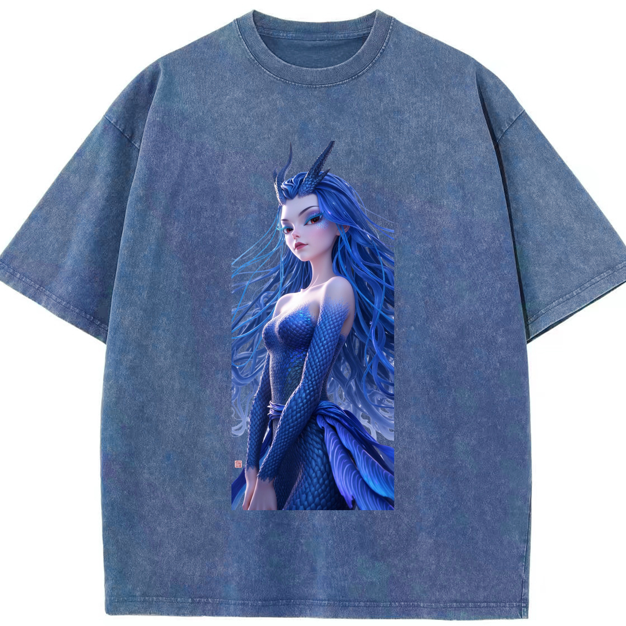 （画像用） Ne Zha 2 ナタ 魔童の大暴れ 綿100% ヴィンテージ風 半袖Tシャツ（フロントプリント）
