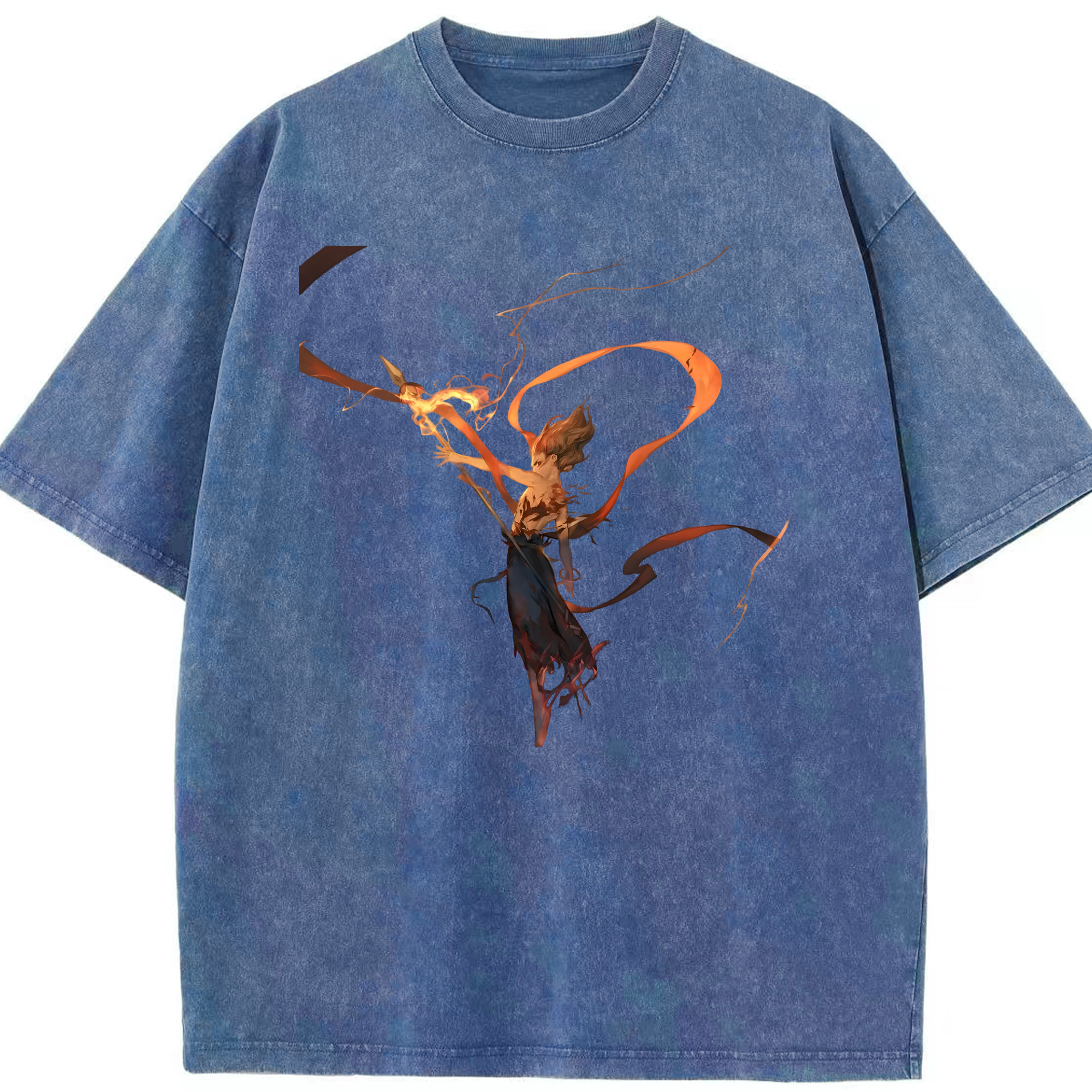 （画像用） Ne Zha 2 ナタ 魔童の大暴れ 綿100% ヴィンテージ風 半袖Tシャツ（フロントプリント）