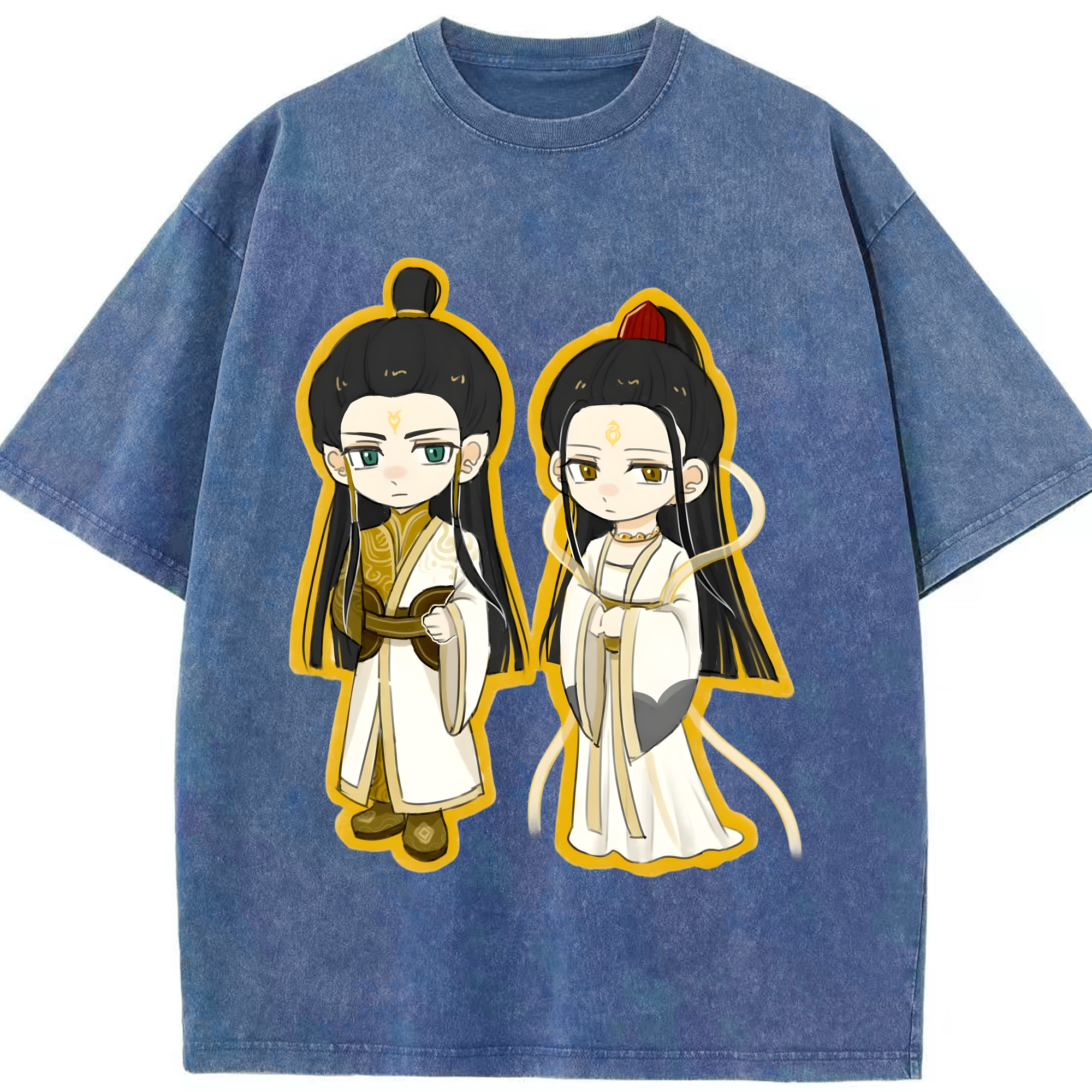 （画像用） Ne Zha 2 ナタ 魔童の大暴れ 綿100% ヴィンテージ風 半袖Tシャツ（フロントプリント）