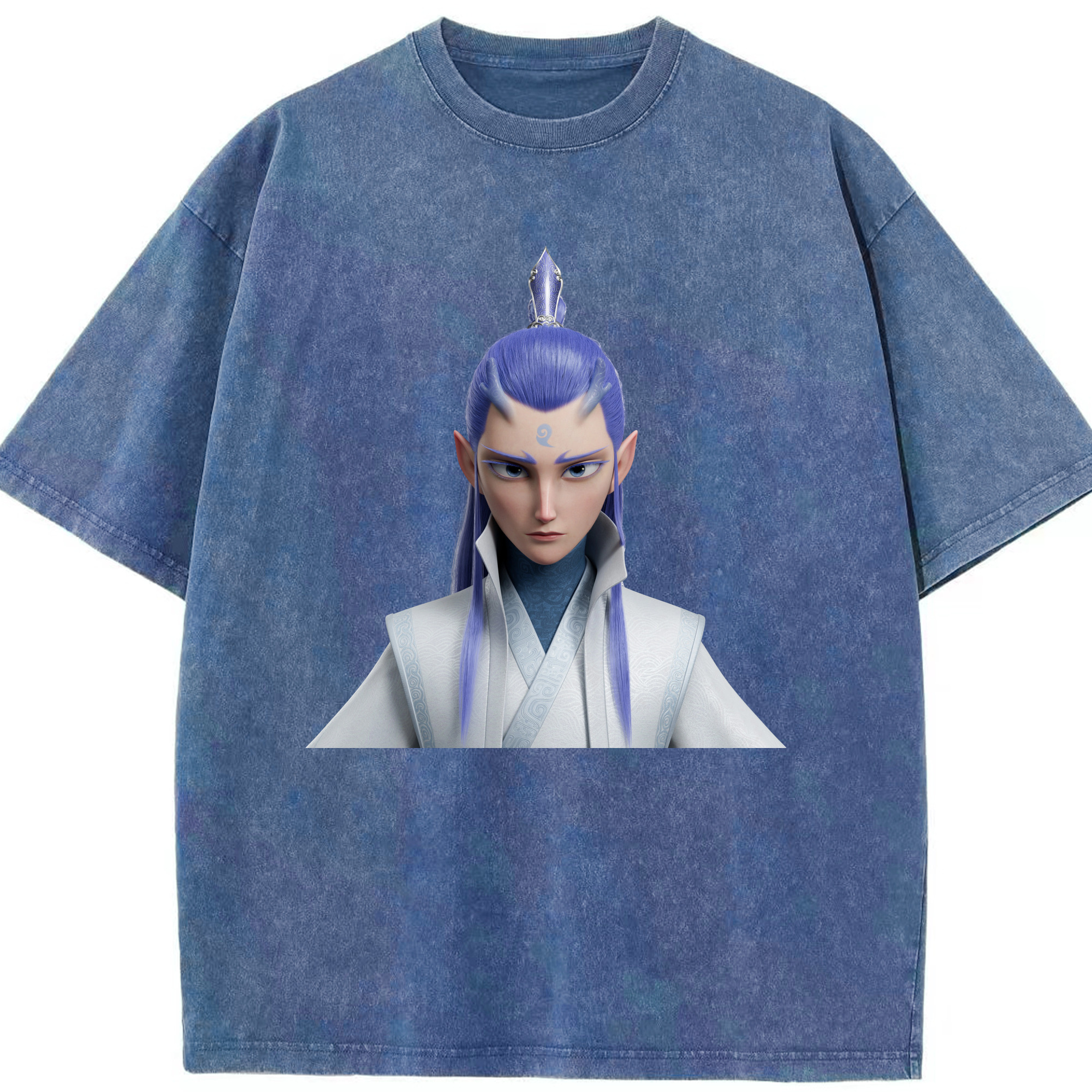 （画像用） Ne Zha 2 ナタ 魔童の大暴れ 綿100% ヴィンテージ風 半袖Tシャツ（フロントプリント）