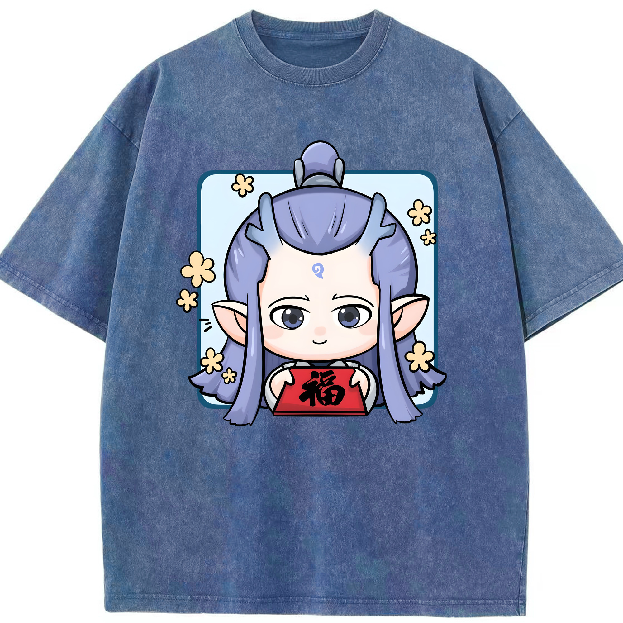 （画像用） Ne Zha 2 ナタ 魔童の大暴れ 綿100% ヴィンテージ風 半袖Tシャツ（フロントプリント）