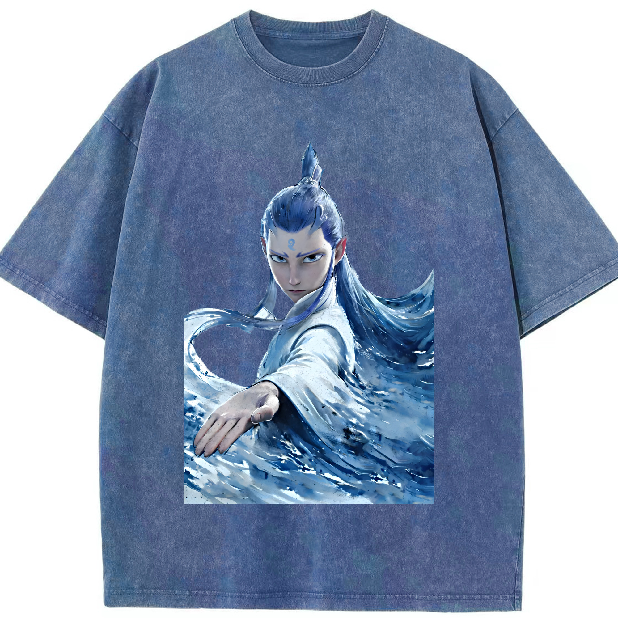 （画像用） Ne Zha 2 ナタ 魔童の大暴れ 綿100% ヴィンテージ風 半袖Tシャツ（フロントプリント）