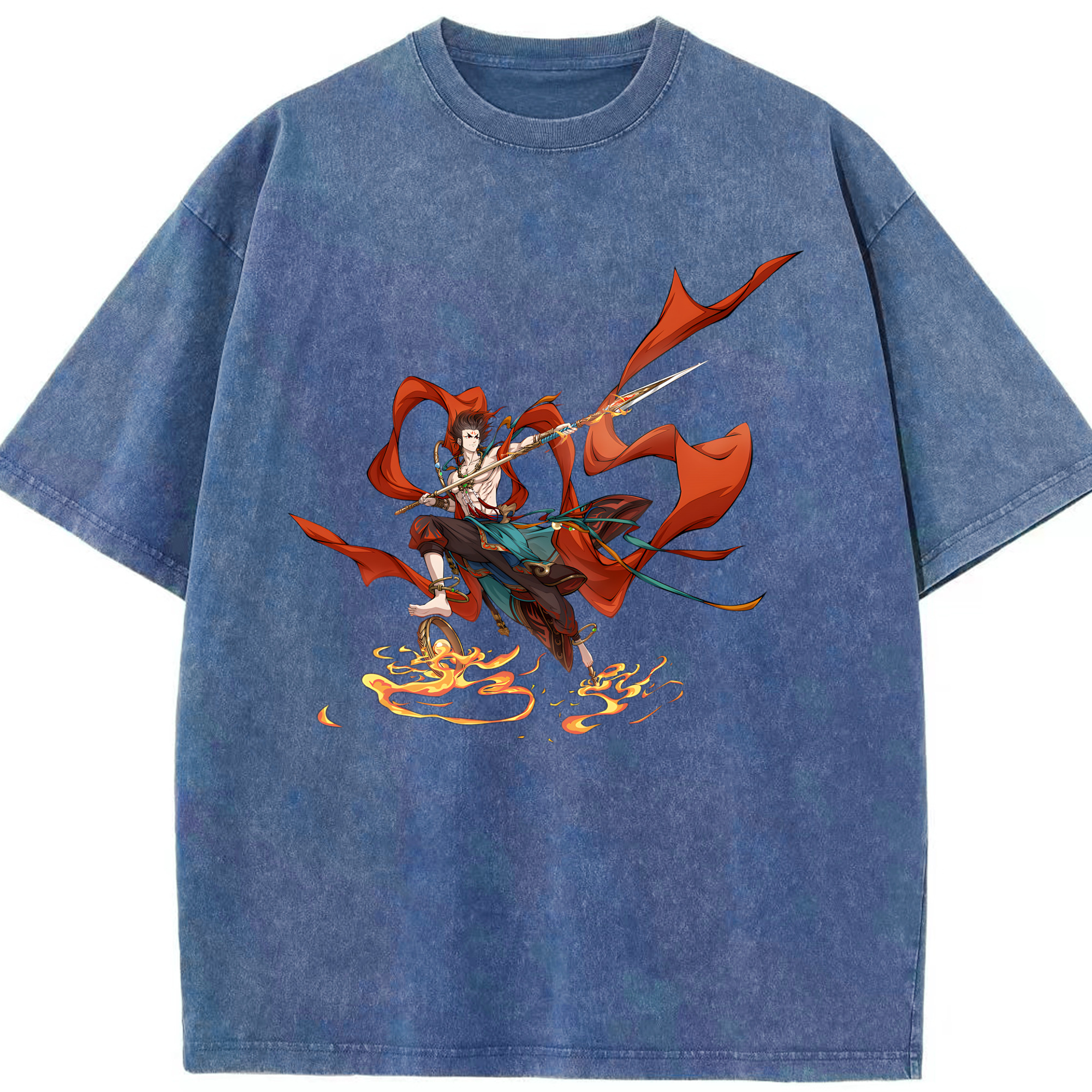 （画像用） Ne Zha 2 ナタ 魔童の大暴れ 綿100% ヴィンテージ風 半袖Tシャツ（フロントプリント）