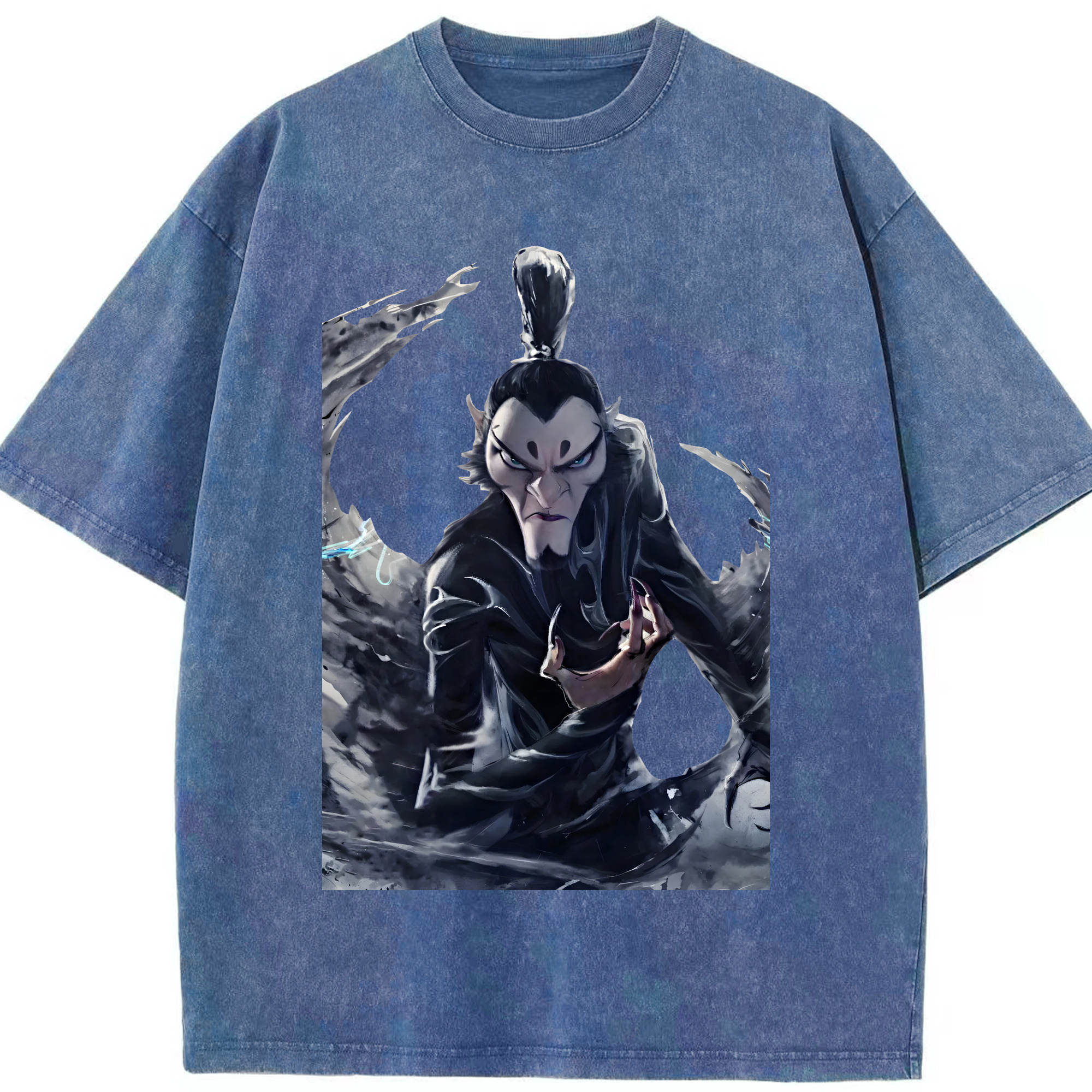 （画像用） Ne Zha 2 ナタ 魔童の大暴れ 綿100% ヴィンテージ風 半袖Tシャツ（フロントプリント）