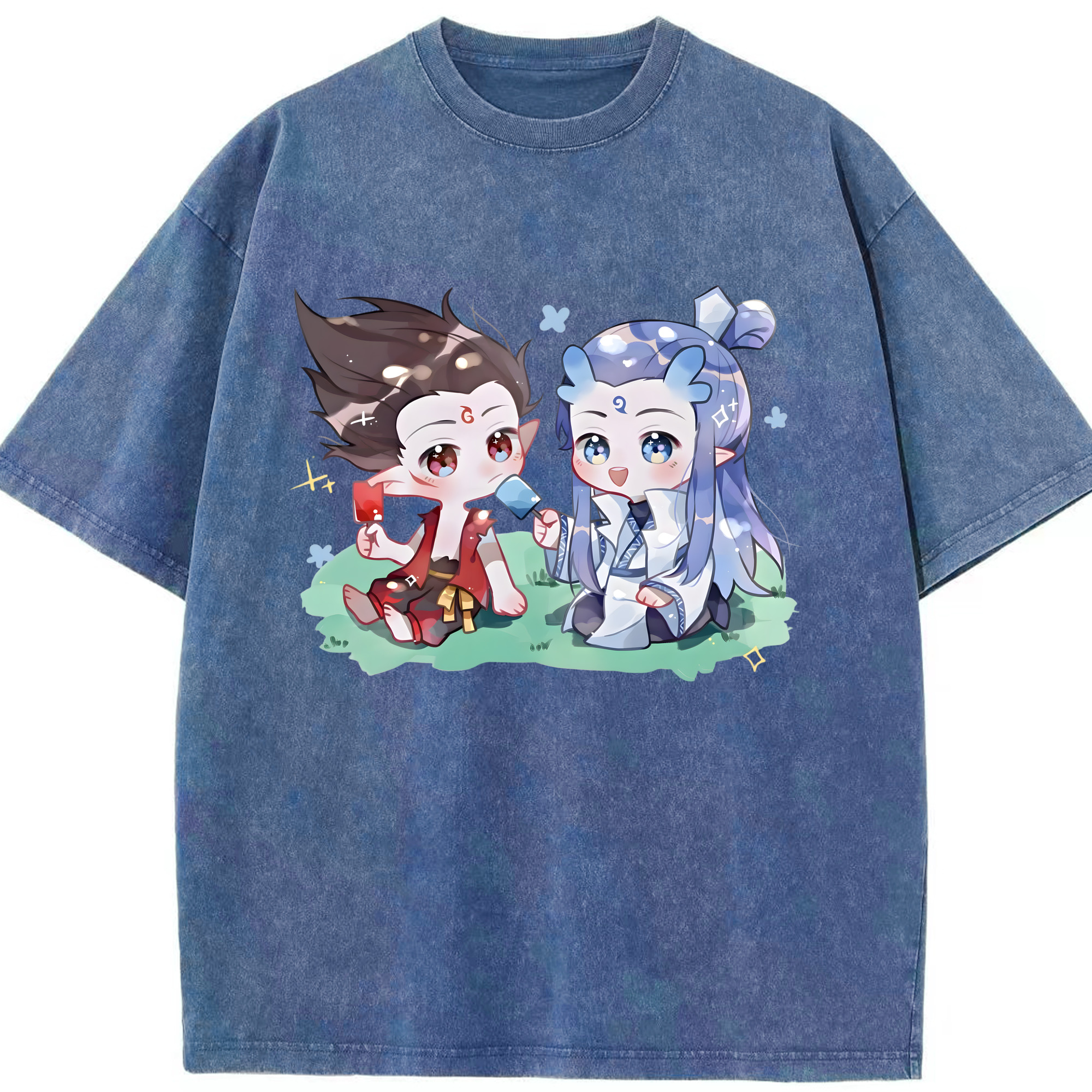 （画像用） Ne Zha 2 ナタ 魔童の大暴れ 綿100% ヴィンテージ風 半袖Tシャツ（フロントプリント）
