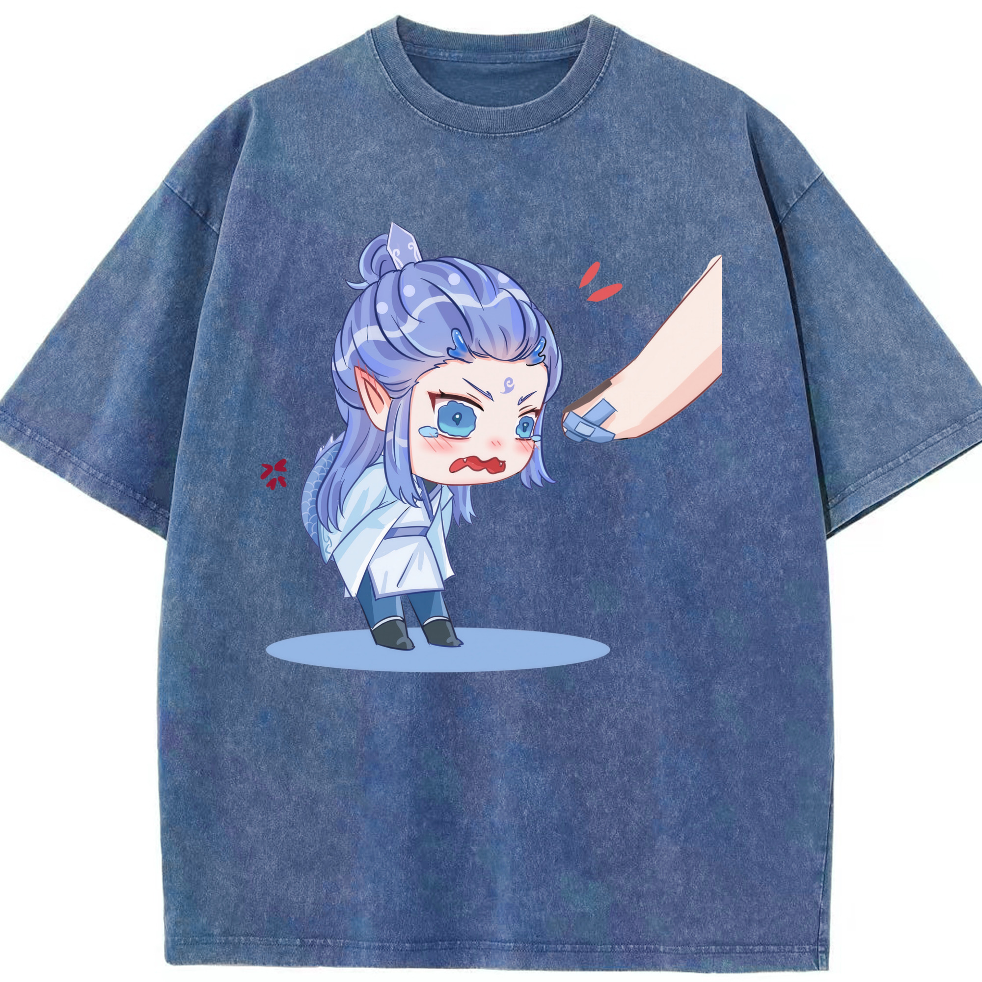（画像用） Ne Zha 2 ナタ 魔童の大暴れ 綿100% ヴィンテージ風 半袖Tシャツ（フロントプリント）