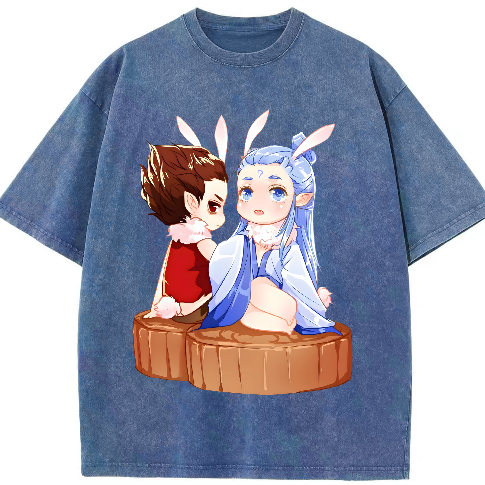 （画像用） Ne Zha 2 ナタ 魔童の大暴れ 綿100% ヴィンテージ風 半袖Tシャツ（フロントプリント）