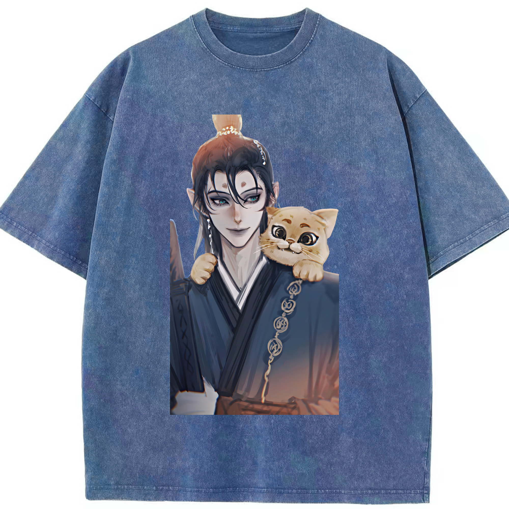 （画像用） Ne Zha 2 ナタ 魔童の大暴れ 綿100% ヴィンテージ風 半袖Tシャツ（フロントプリント）