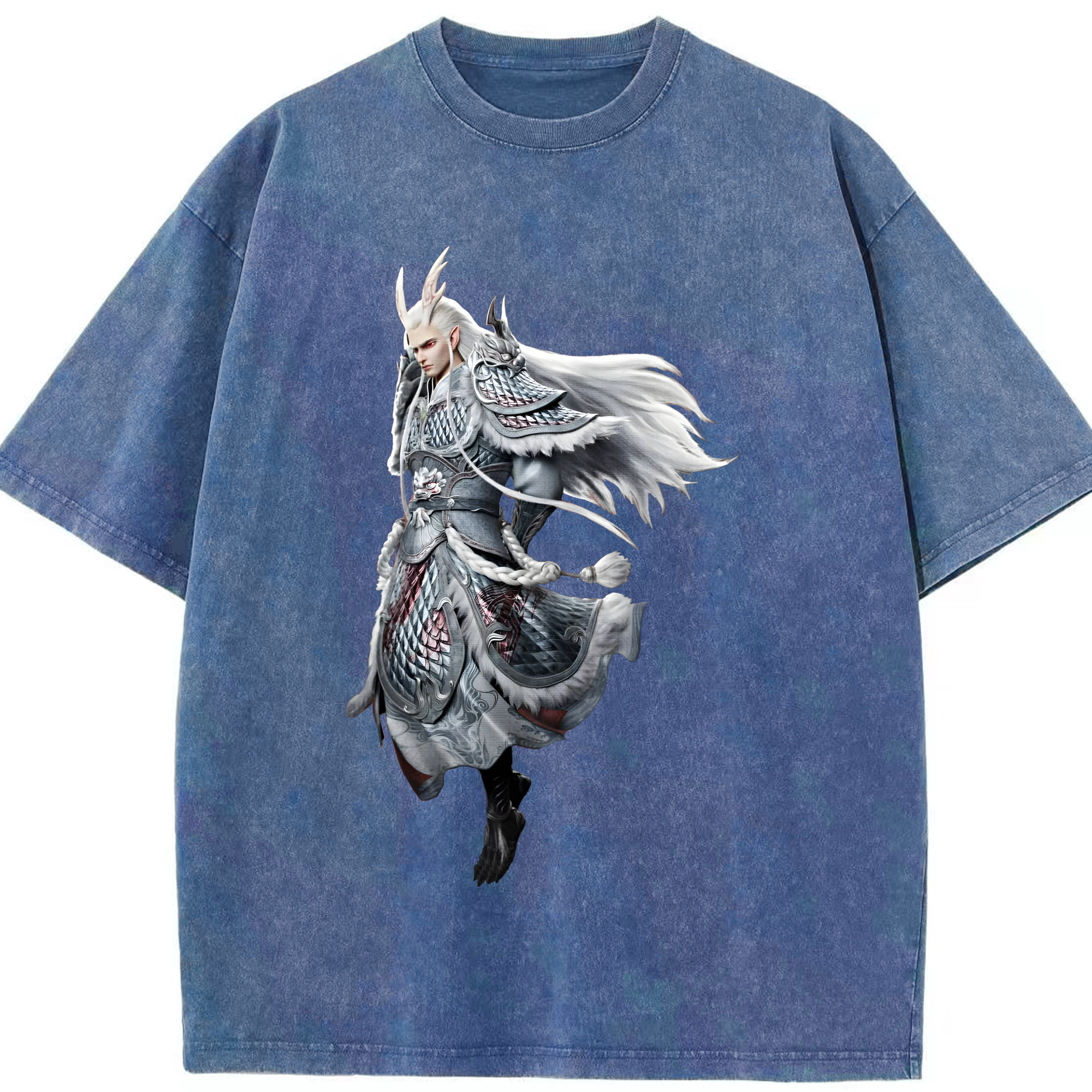 （画像用） Ne Zha 2 ナタ 魔童の大暴れ 綿100% ヴィンテージ風 半袖Tシャツ（フロントプリント）