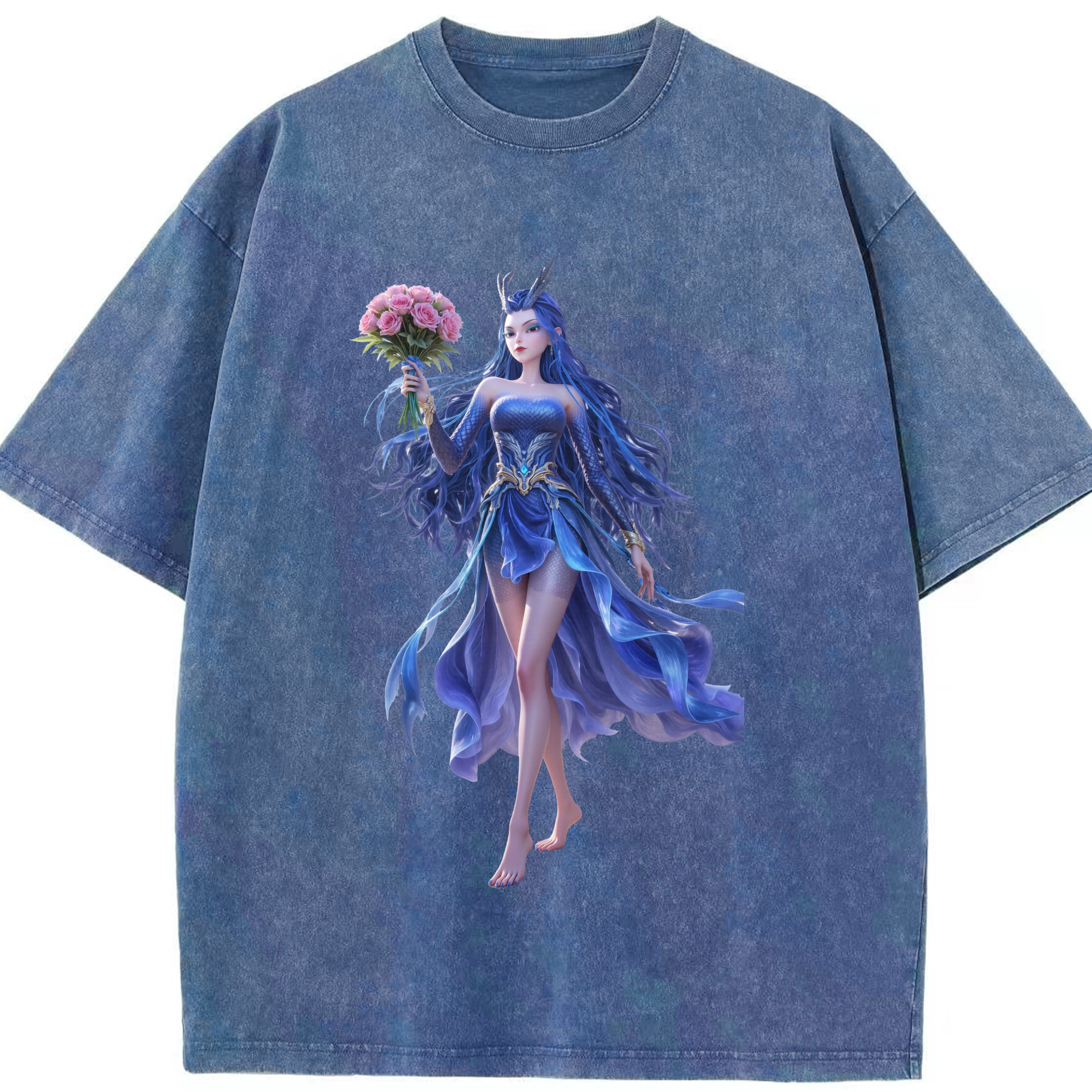 （画像用） Ne Zha 2 ナタ 魔童の大暴れ 綿100% ヴィンテージ風 半袖Tシャツ（フロントプリント）