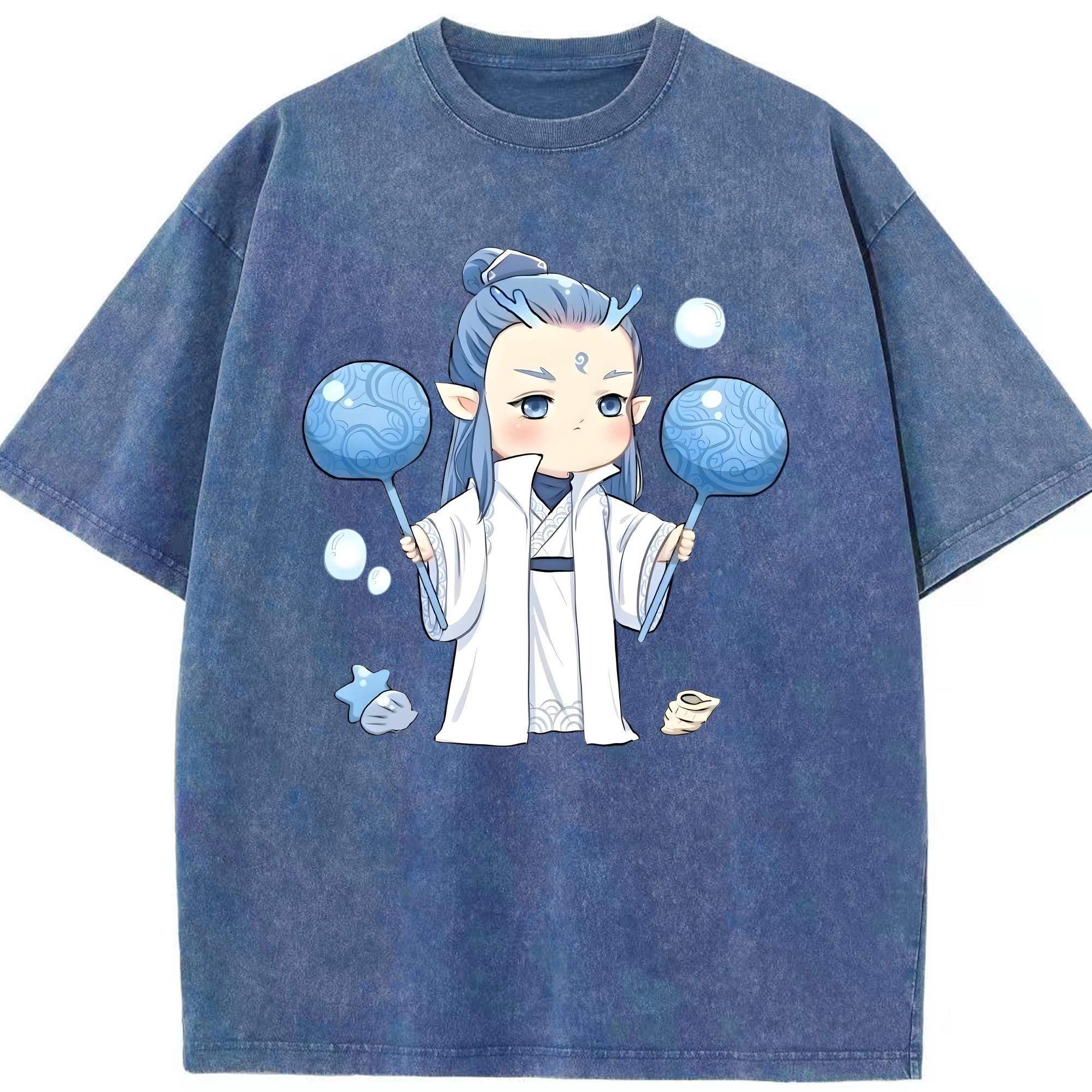 （画像用） Ne Zha 2 ナタ 魔童の大暴れ 綿100% ヴィンテージ風 半袖Tシャツ（フロントプリント）