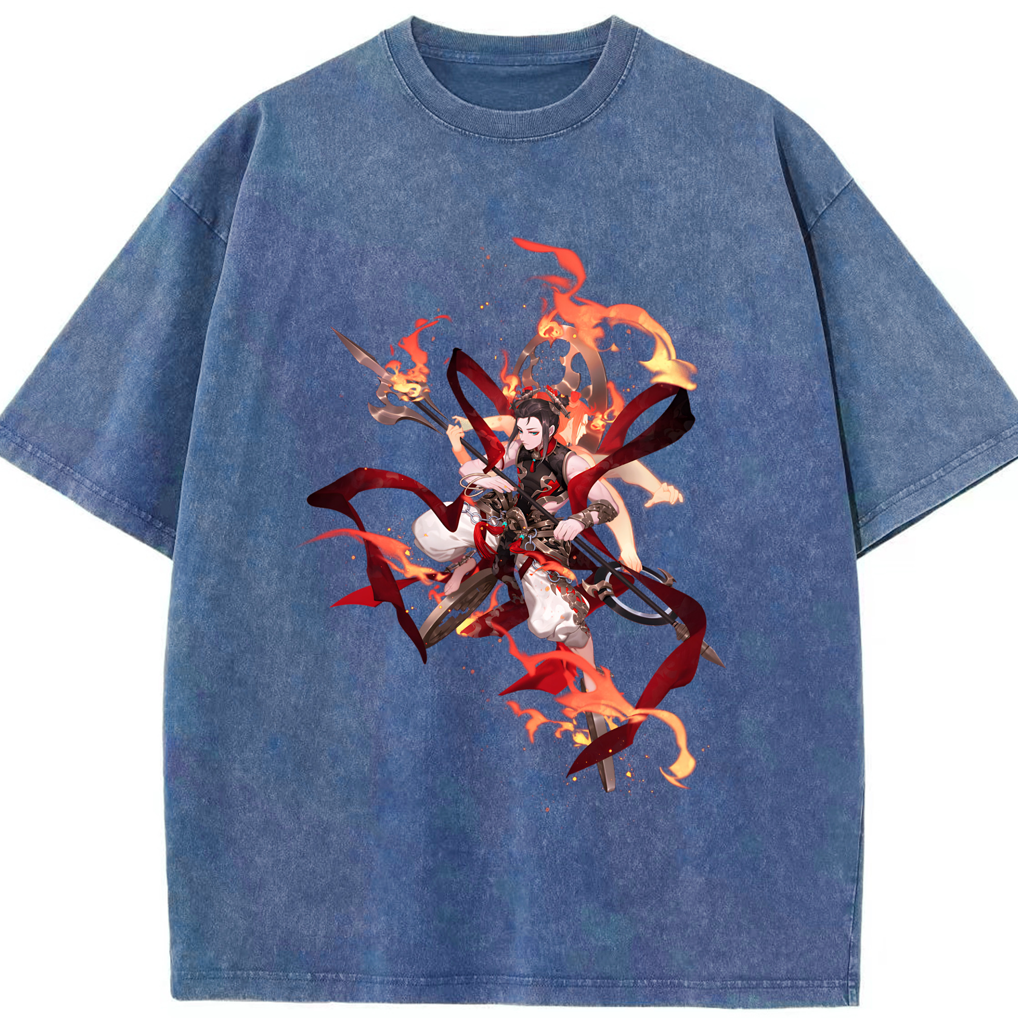 （画像用） Ne Zha 2 ナタ 魔童の大暴れ 綿100% ヴィンテージ風 半袖Tシャツ（フロントプリント）