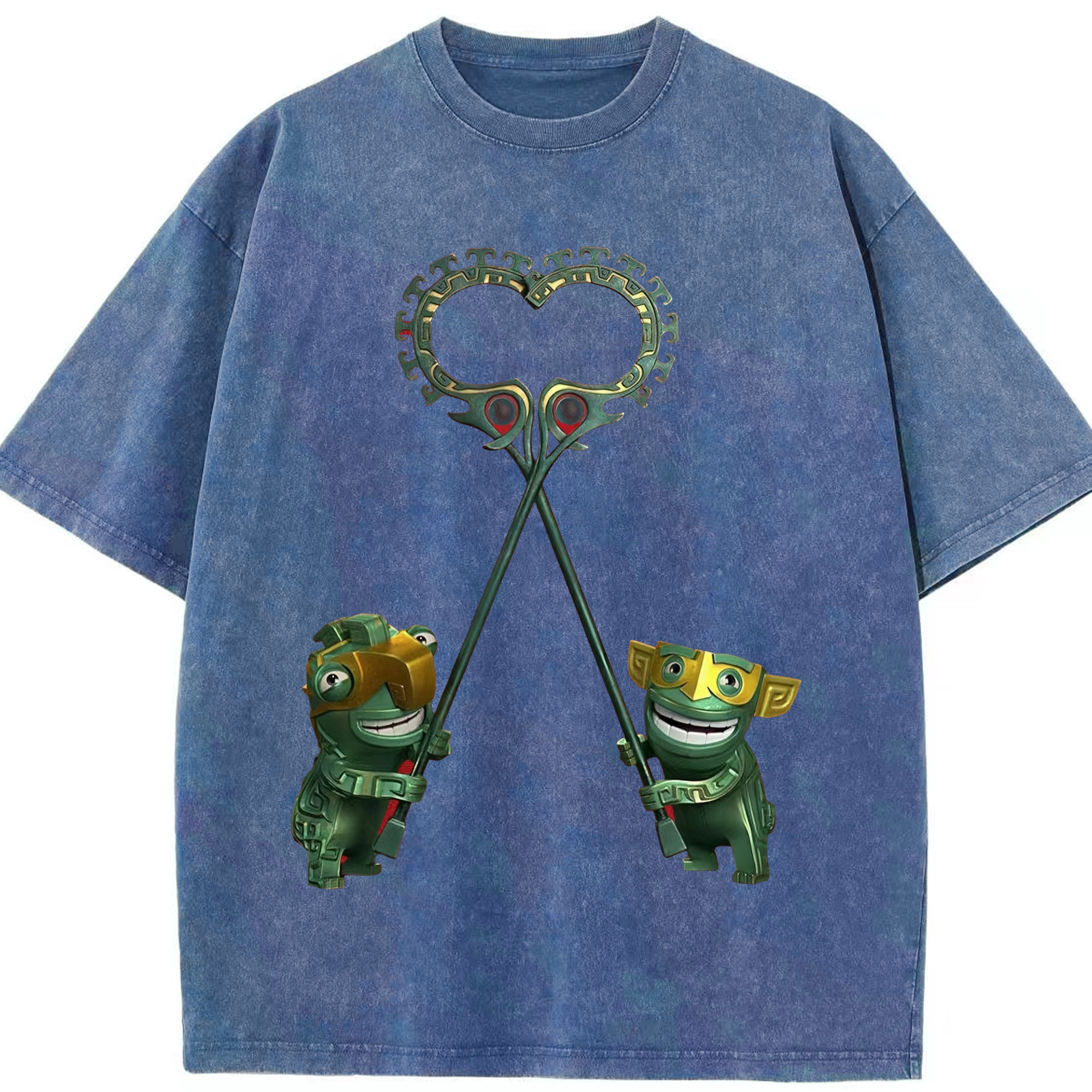 （画像用） Ne Zha 2 ナタ 魔童の大暴れ 綿100% ヴィンテージ風 半袖Tシャツ（フロントプリント）