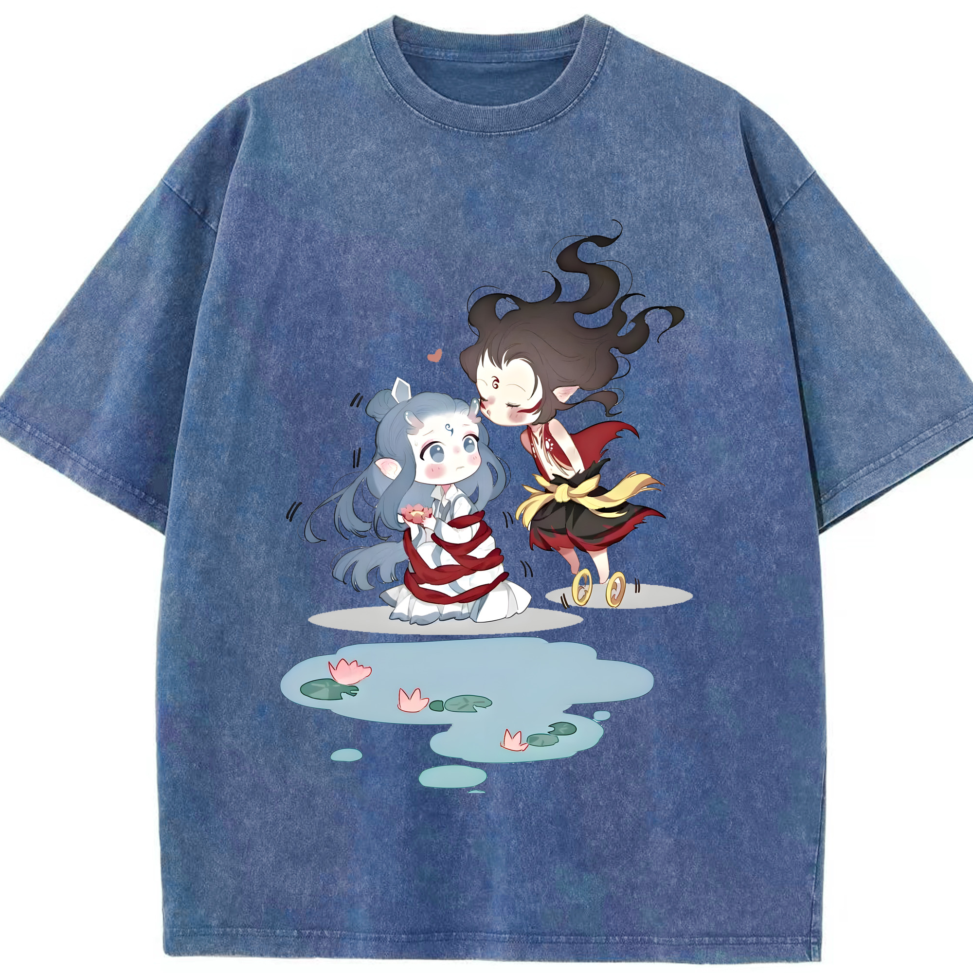 （画像用） Ne Zha 2 ナタ 魔童の大暴れ 綿100% ヴィンテージ風 半袖Tシャツ（フロントプリント）