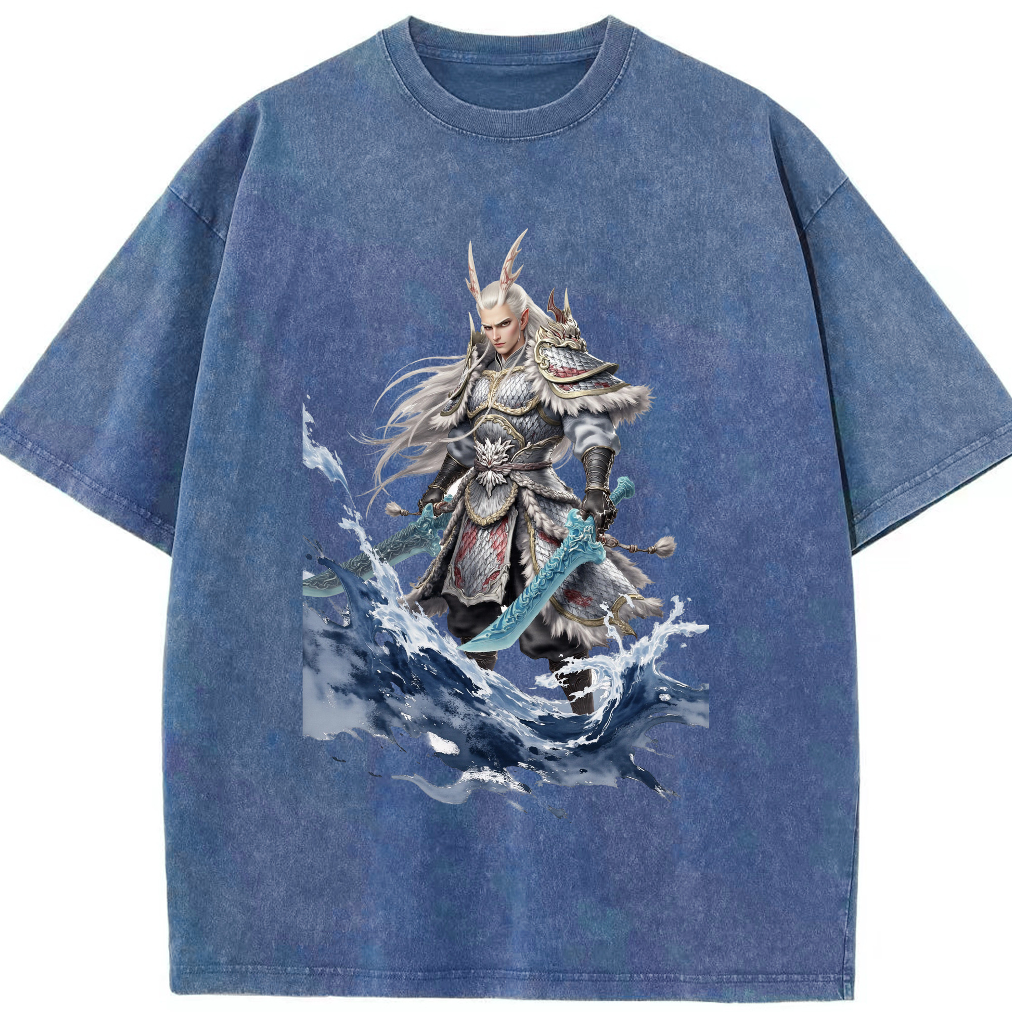 （画像用） Ne Zha 2 ナタ 魔童の大暴れ 綿100% ヴィンテージ風 半袖Tシャツ（フロントプリント）
