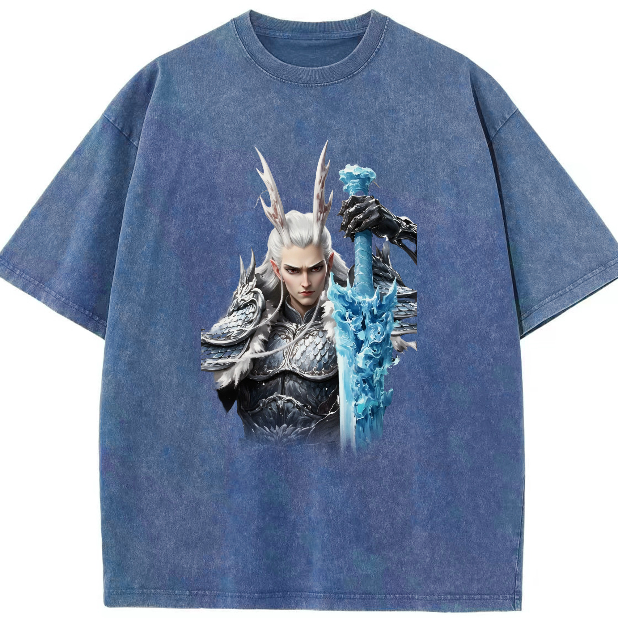 （画像用） Ne Zha 2 ナタ 魔童の大暴れ 綿100% ヴィンテージ風 半袖Tシャツ（フロントプリント）