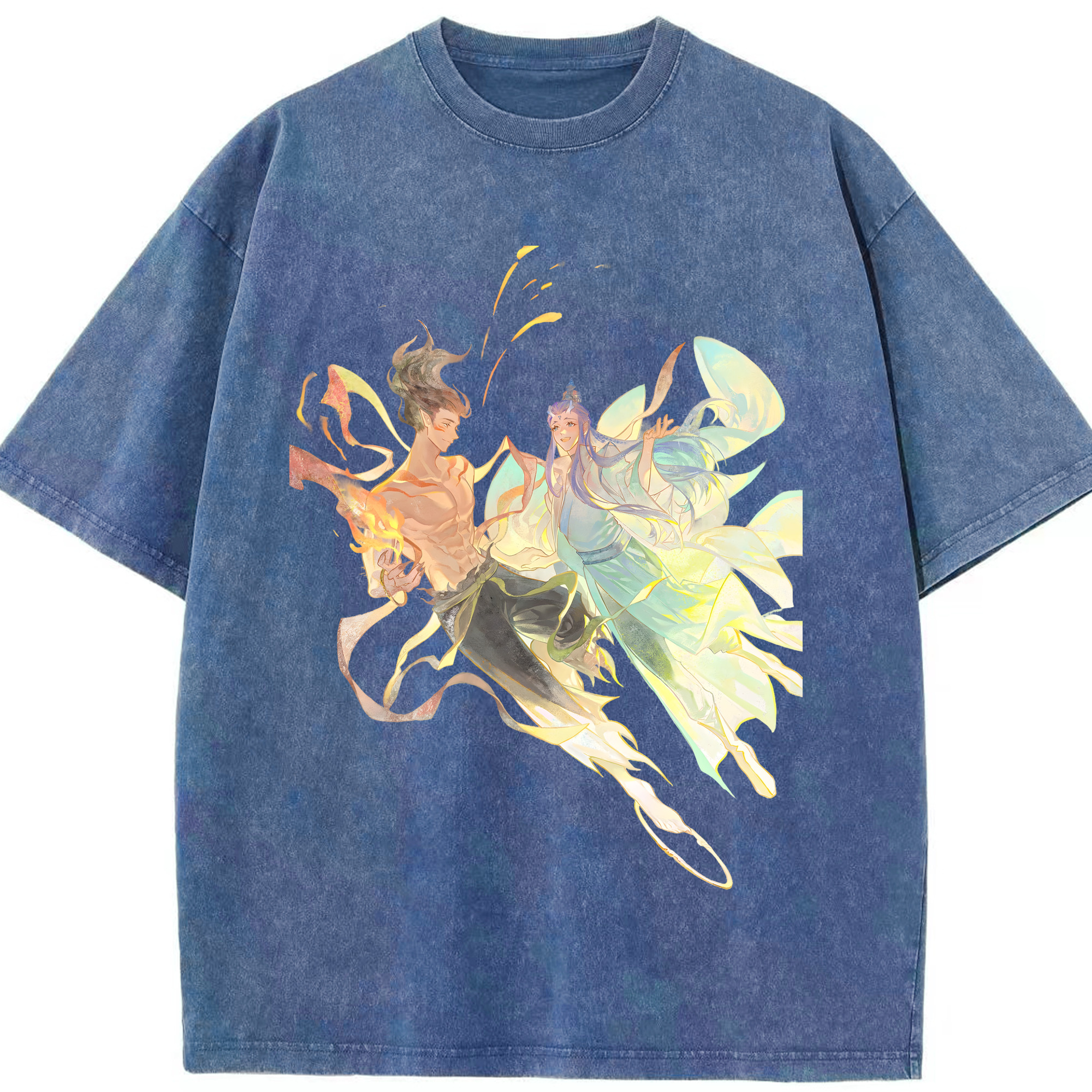 （画像用） Ne Zha 2 ナタ 魔童の大暴れ 綿100% ヴィンテージ風 半袖Tシャツ（フロントプリント）