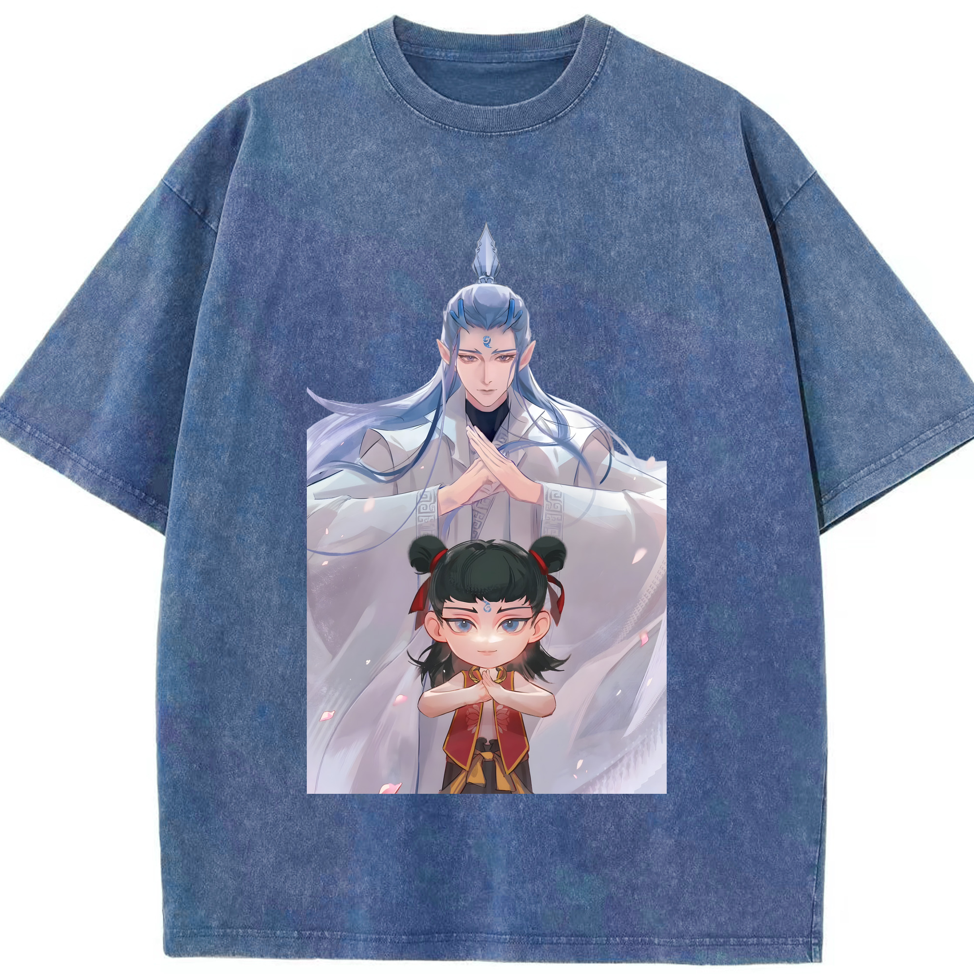 （画像用） Ne Zha 2 ナタ 魔童の大暴れ 綿100% ヴィンテージ風 半袖Tシャツ（フロントプリント）