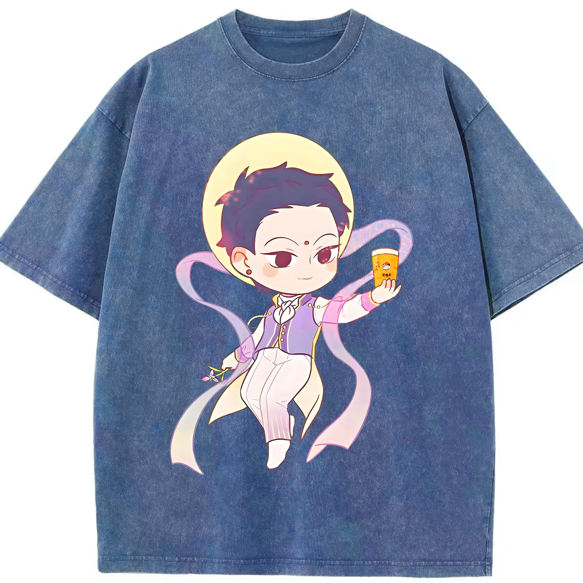 （画像用） Ne Zha 2 ナタ 魔童の大暴れ 綿100% ヴィンテージ風 半袖Tシャツ（フロントプリント）