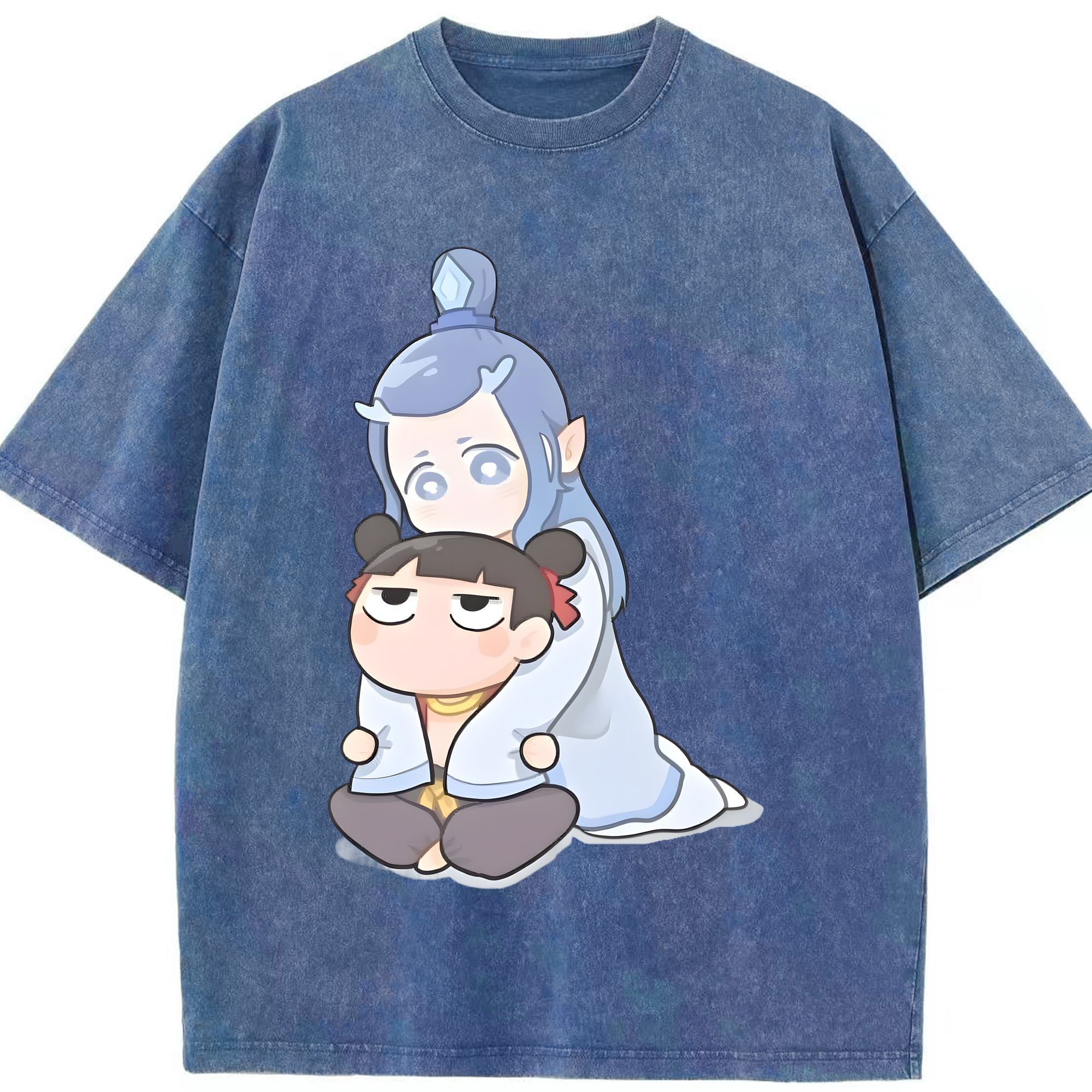 （画像用） Ne Zha 2 ナタ 魔童の大暴れ 綿100% ヴィンテージ風 半袖Tシャツ（フロントプリント）