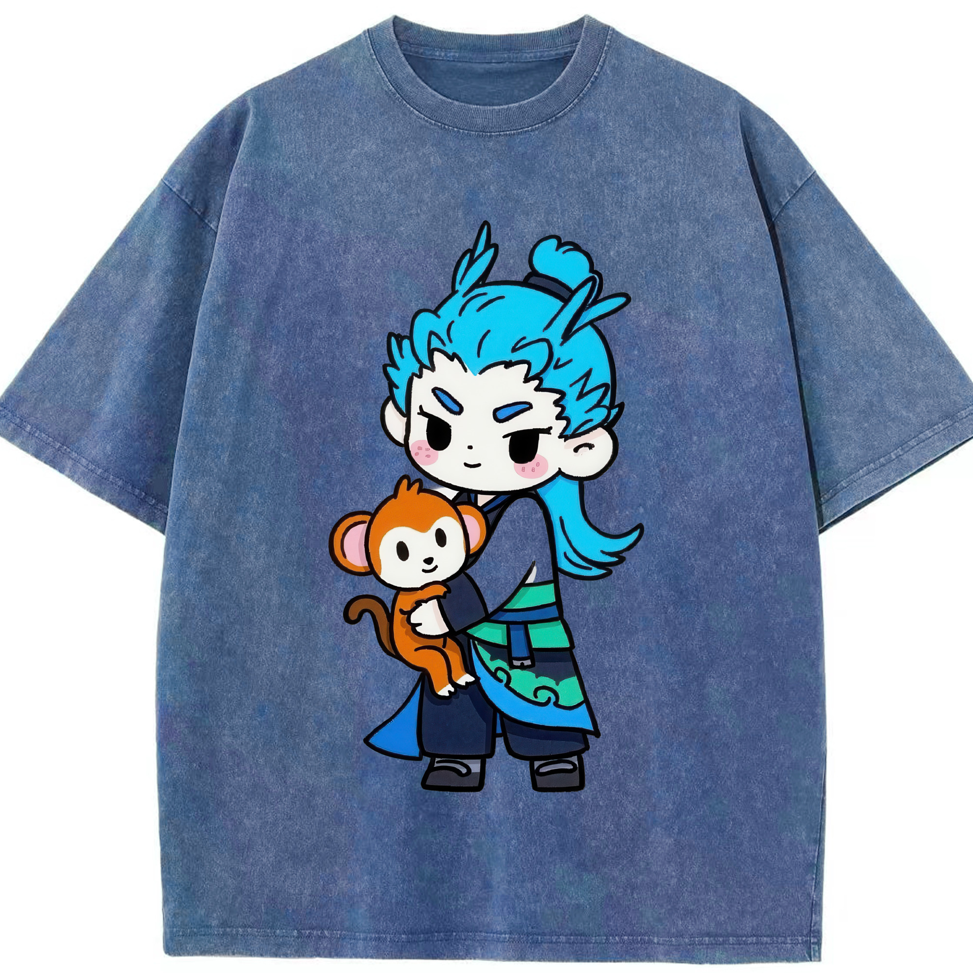 （画像用） Ne Zha 2 ナタ 魔童の大暴れ 綿100% ヴィンテージ風 半袖Tシャツ（フロントプリント）