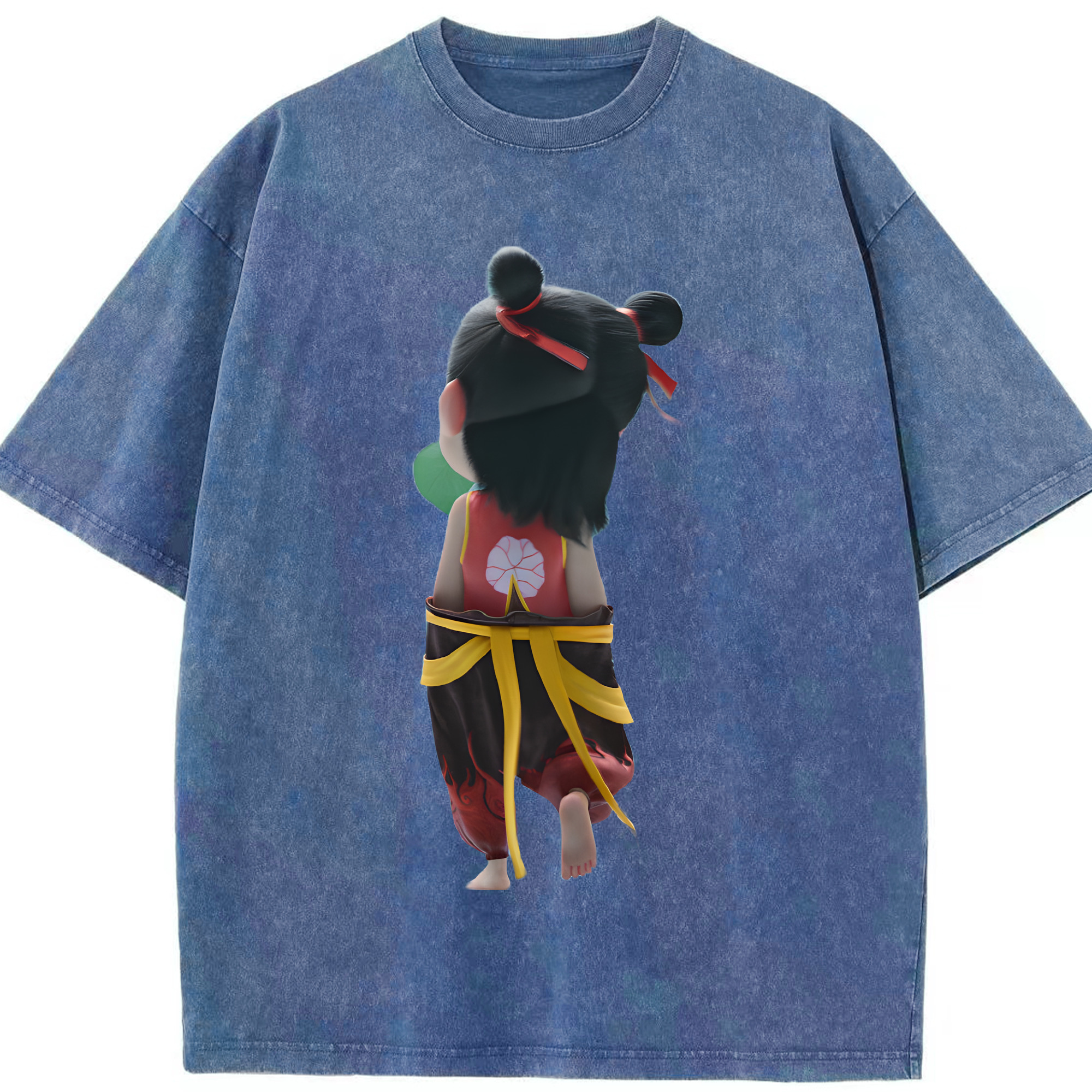 （画像用） Ne Zha 2 ナタ 魔童の大暴れ 綿100% ヴィンテージ風 半袖Tシャツ（フロントプリント）