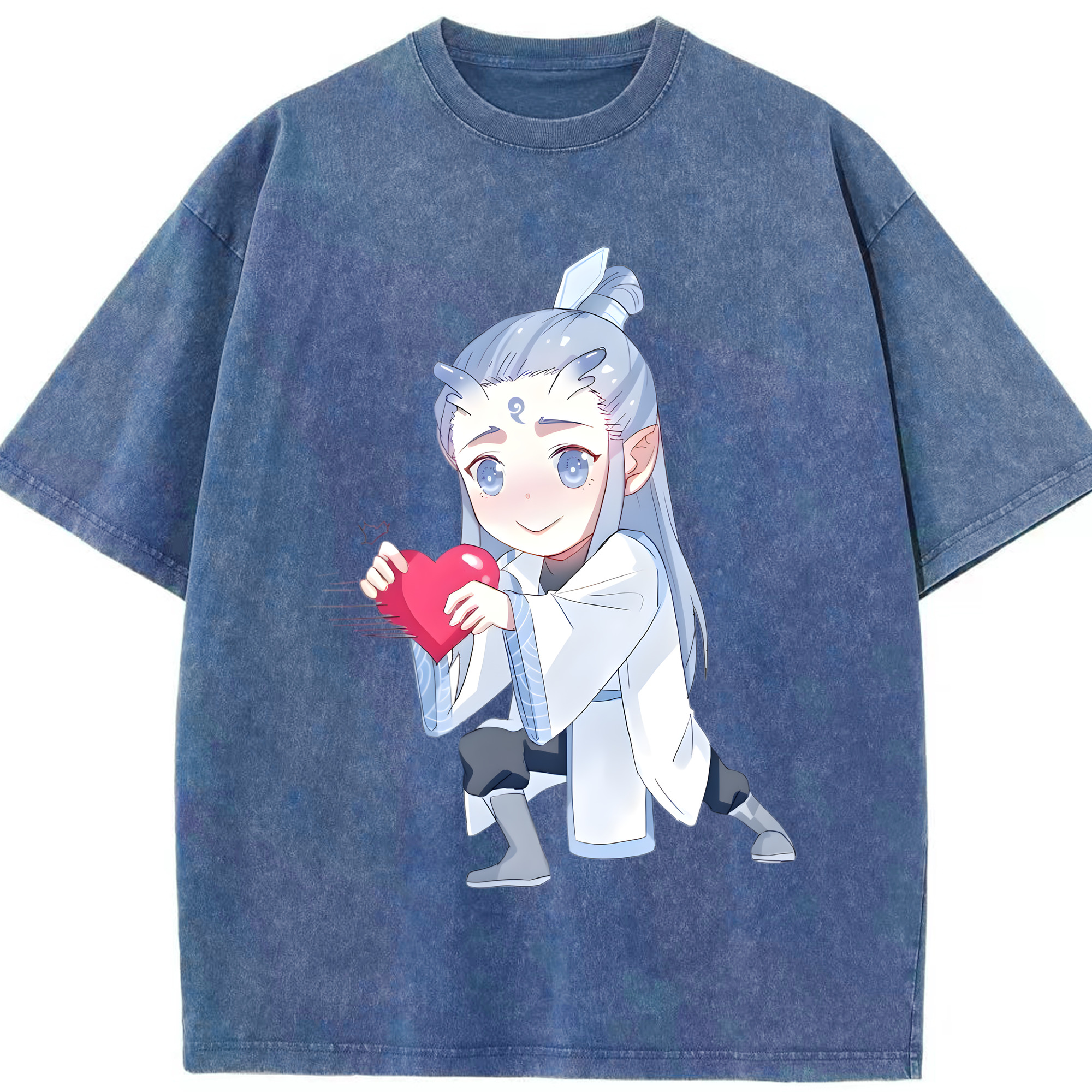 （画像用） Ne Zha 2 ナタ 魔童の大暴れ 綿100% ヴィンテージ風 半袖Tシャツ（フロントプリント）
