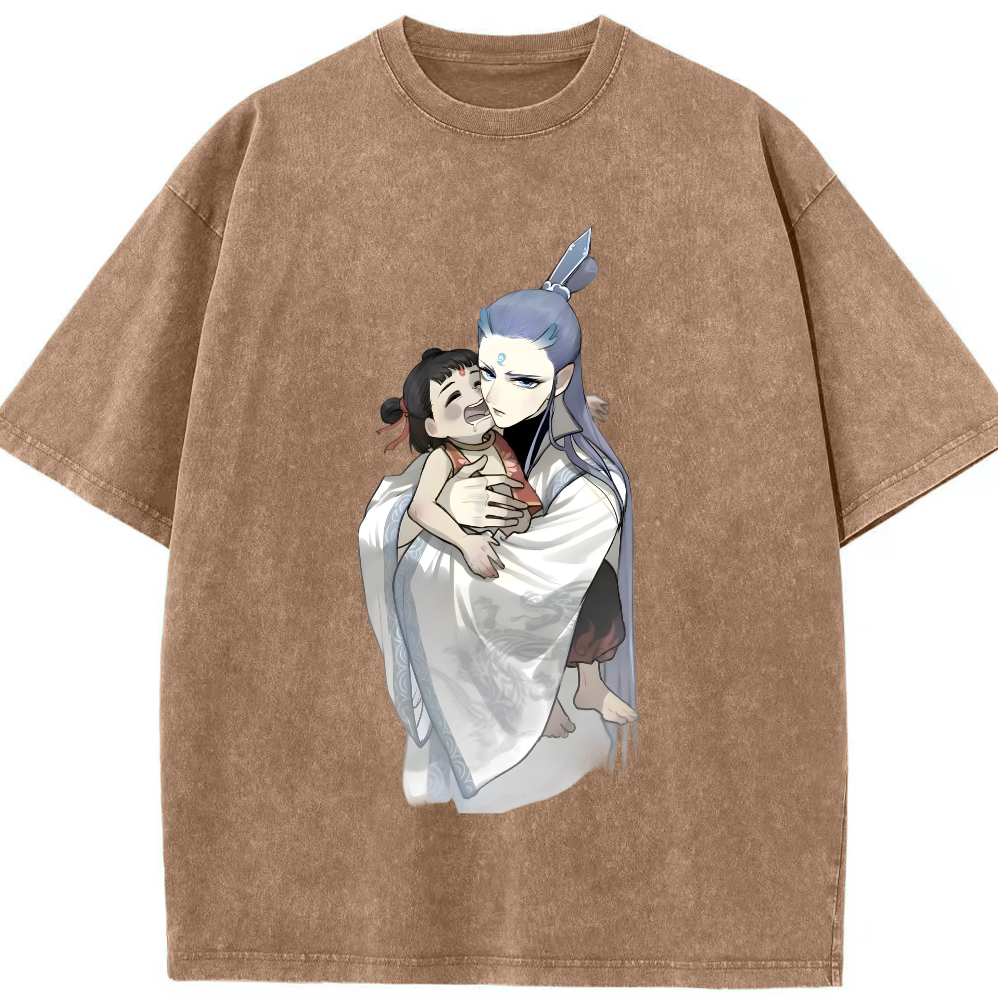 （画像用） Ne Zha 2 ナタ 魔童の大暴れ 綿100% ヴィンテージ風 半袖Tシャツ（フロントプリント）