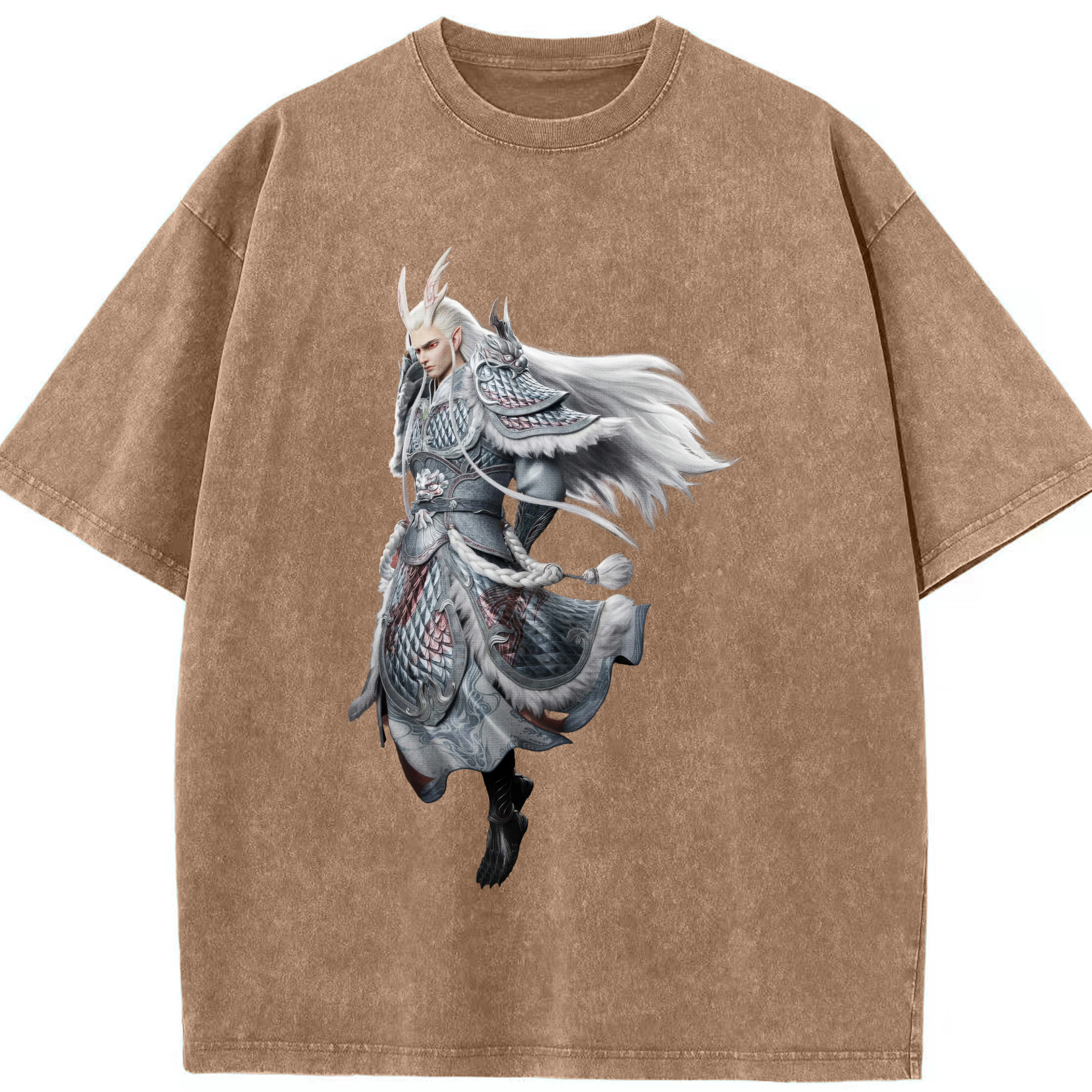 （画像用） Ne Zha 2 ナタ 魔童の大暴れ 綿100% ヴィンテージ風 半袖Tシャツ（フロントプリント）