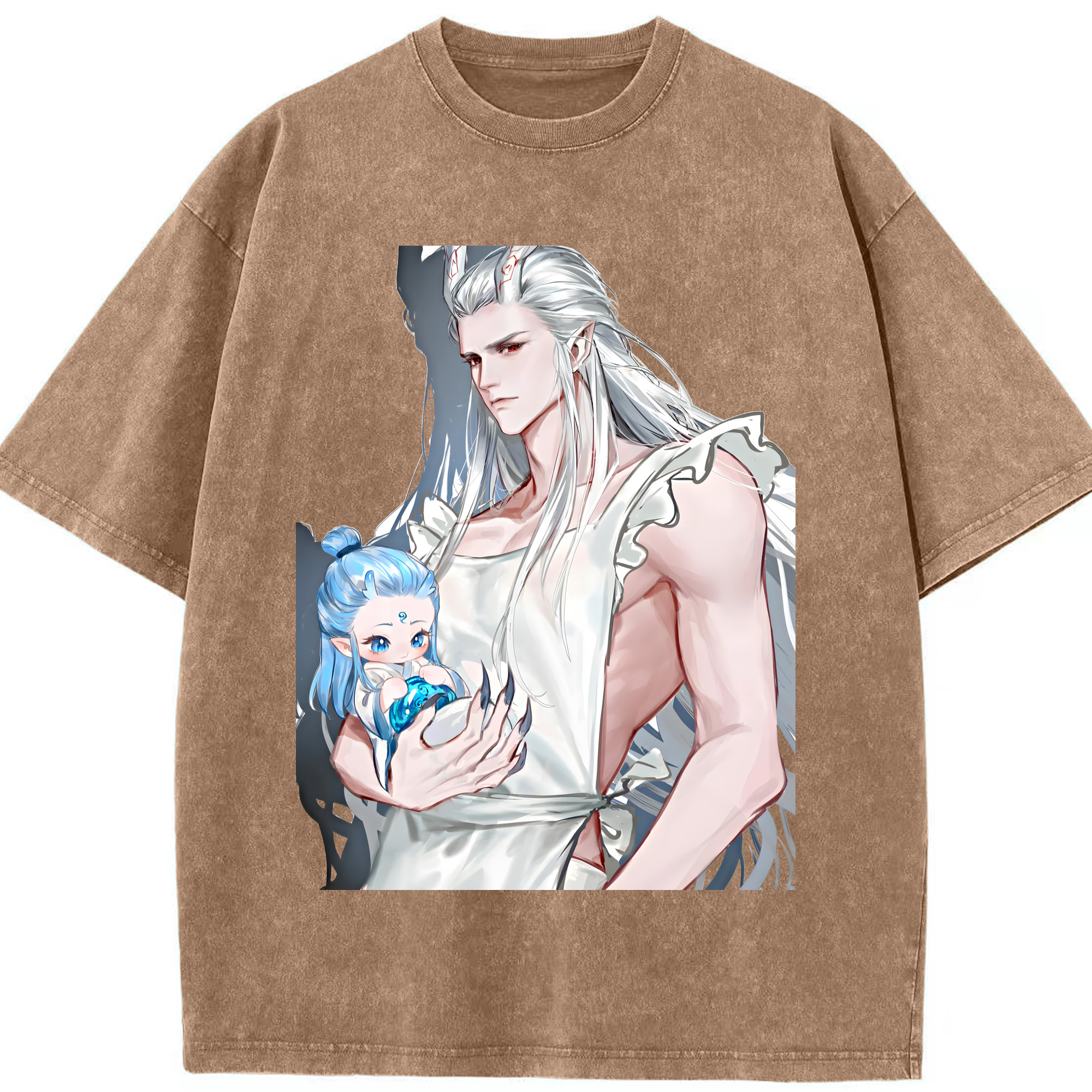 （画像用） Ne Zha 2 ナタ 魔童の大暴れ 綿100% ヴィンテージ風 半袖Tシャツ（フロントプリント）