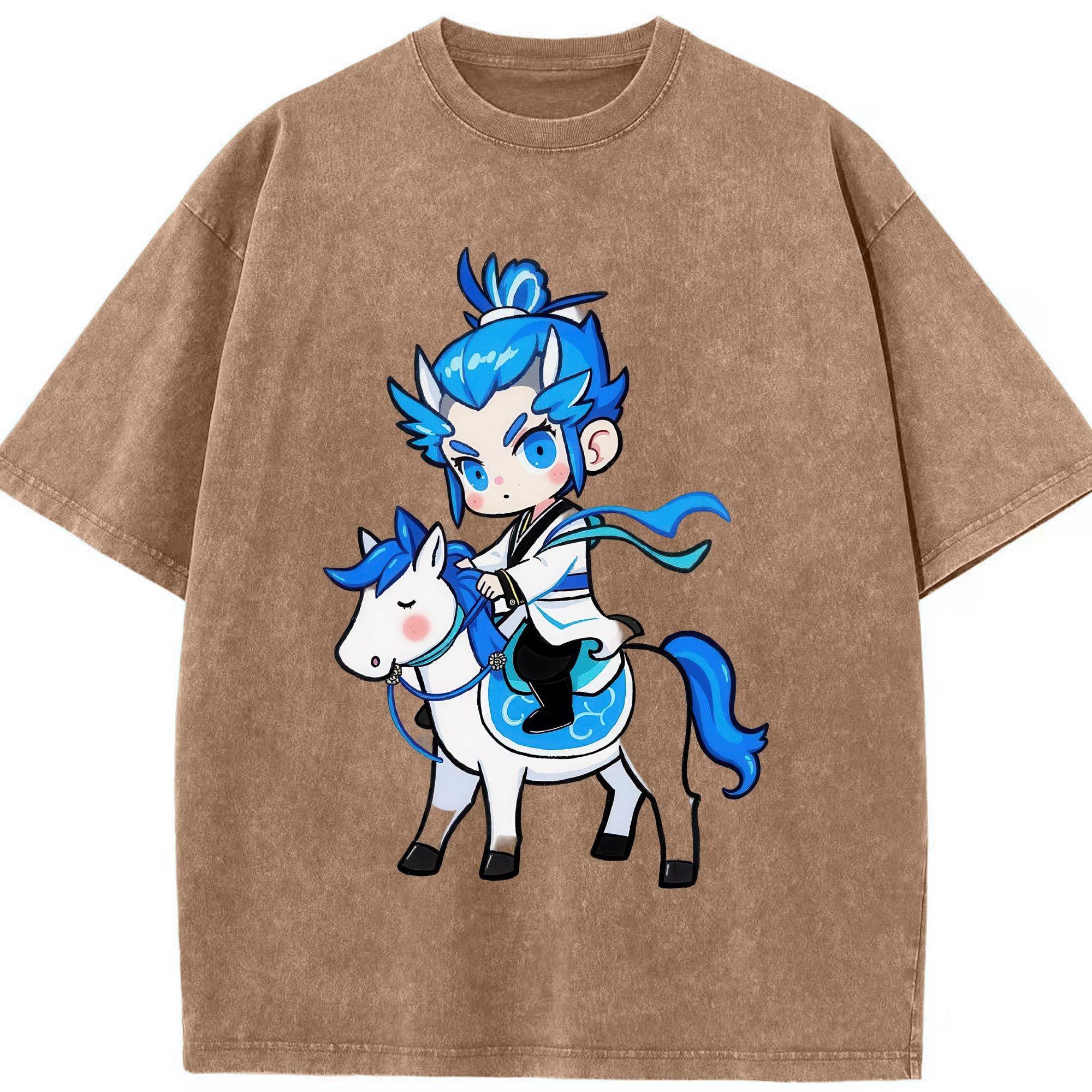 （画像用） Ne Zha 2 ナタ 魔童の大暴れ 綿100% ヴィンテージ風 半袖Tシャツ（フロントプリント）