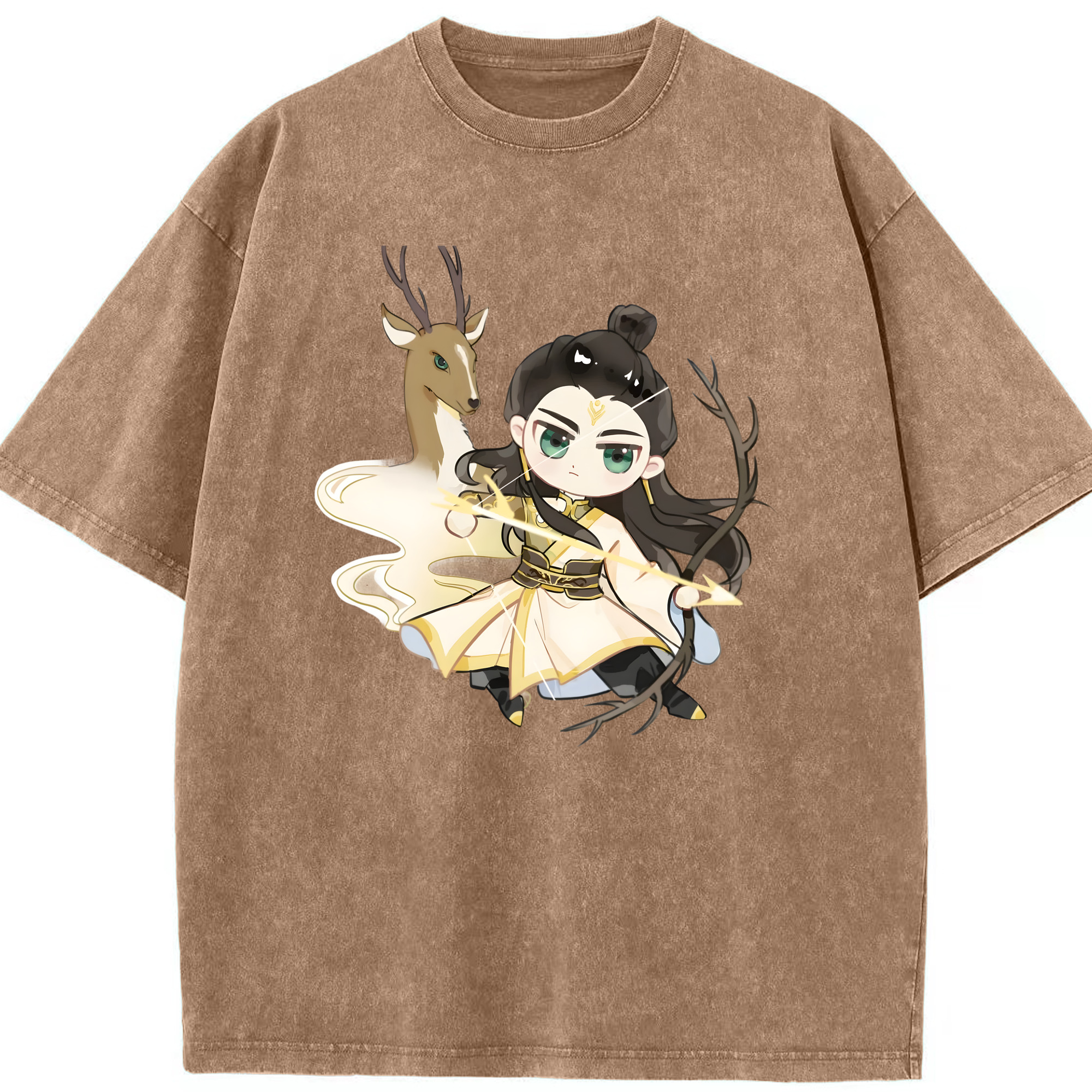 （画像用） Ne Zha 2 ナタ 魔童の大暴れ 綿100% ヴィンテージ風 半袖Tシャツ（フロントプリント）