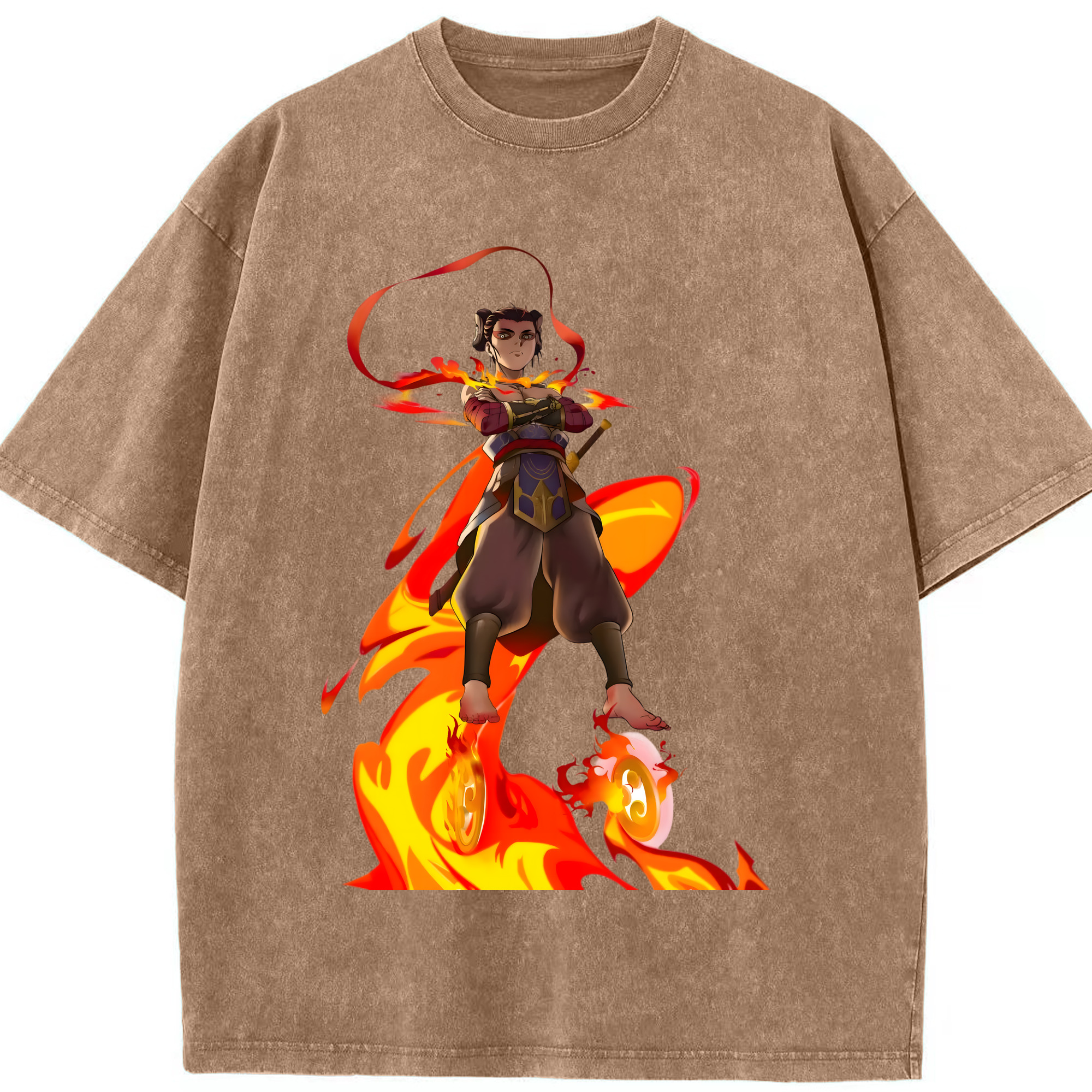 （画像用） Ne Zha 2 ナタ 魔童の大暴れ 綿100% ヴィンテージ風 半袖Tシャツ（フロントプリント）